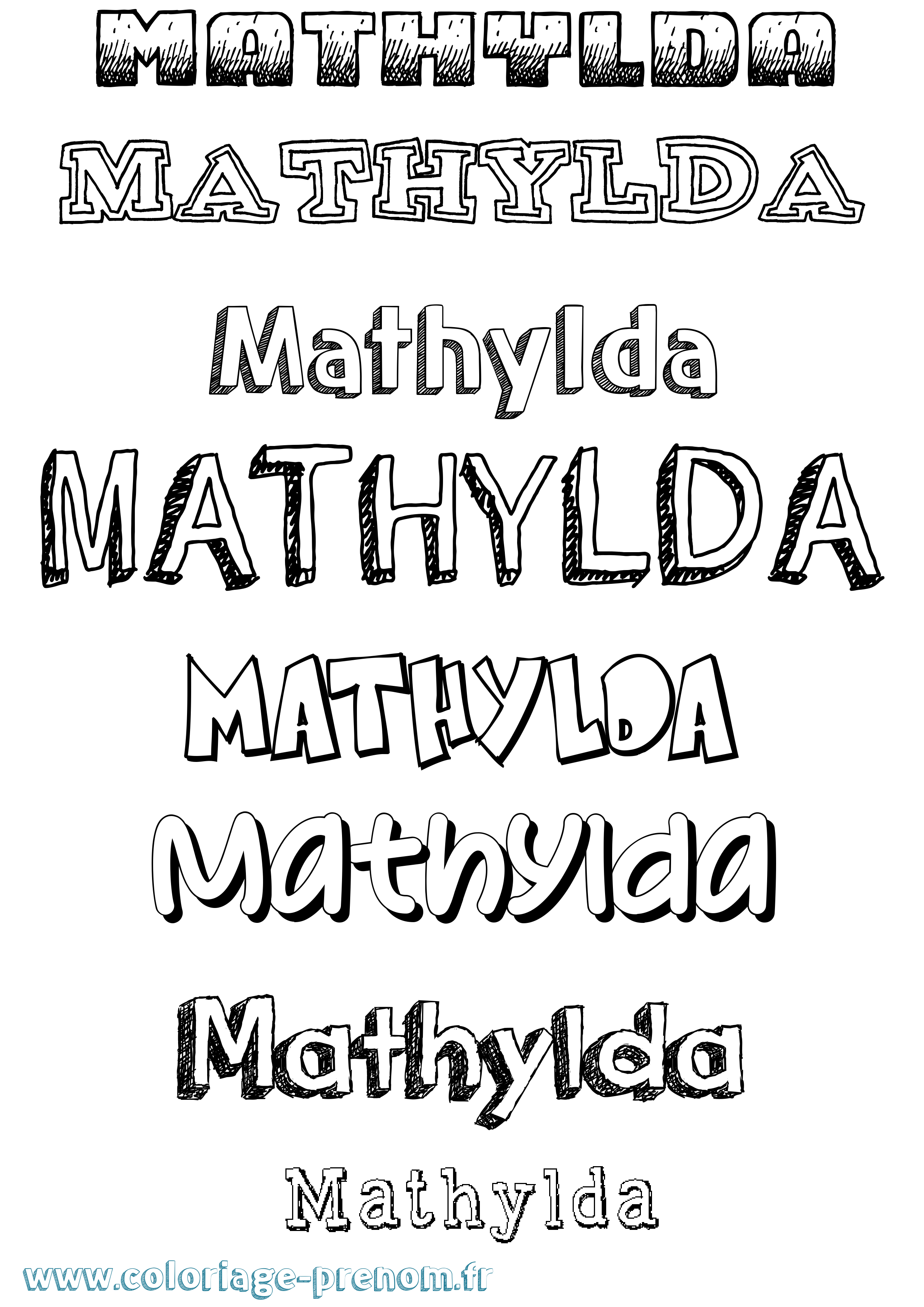 Coloriage Mathylda Dessiné Coloriage prénom Mathylda Dessiné