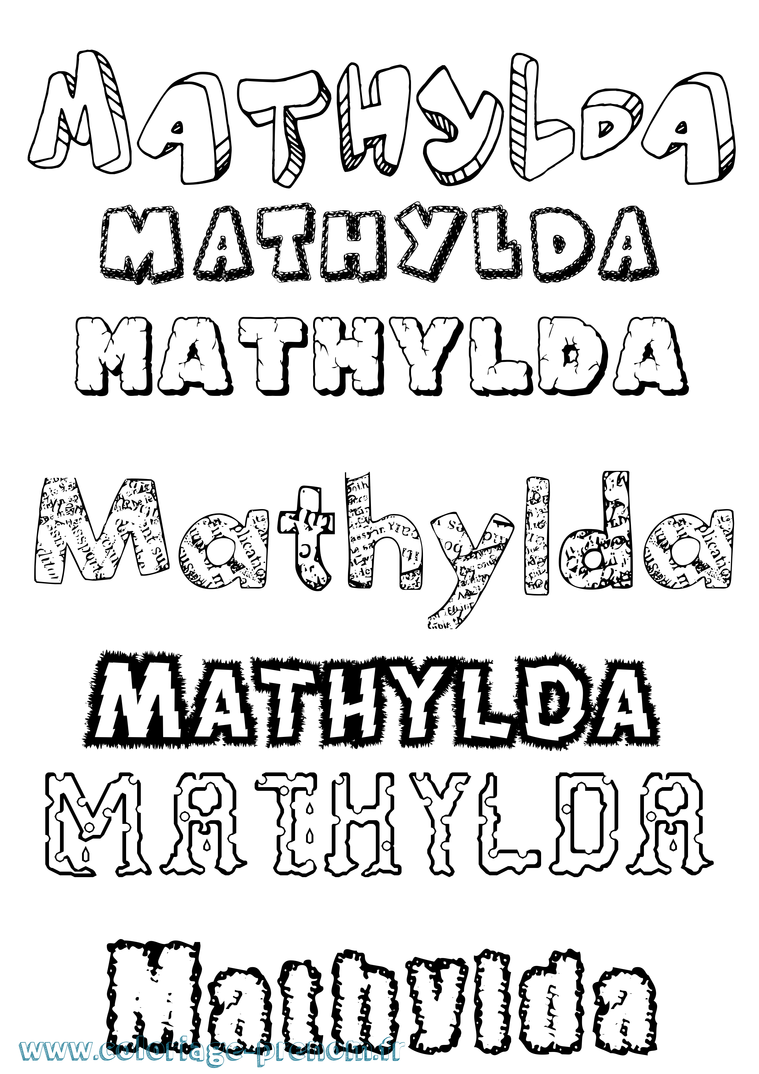 Coloriage Mathylda Destructuré Coloriage prénom Mathylda Destructuré