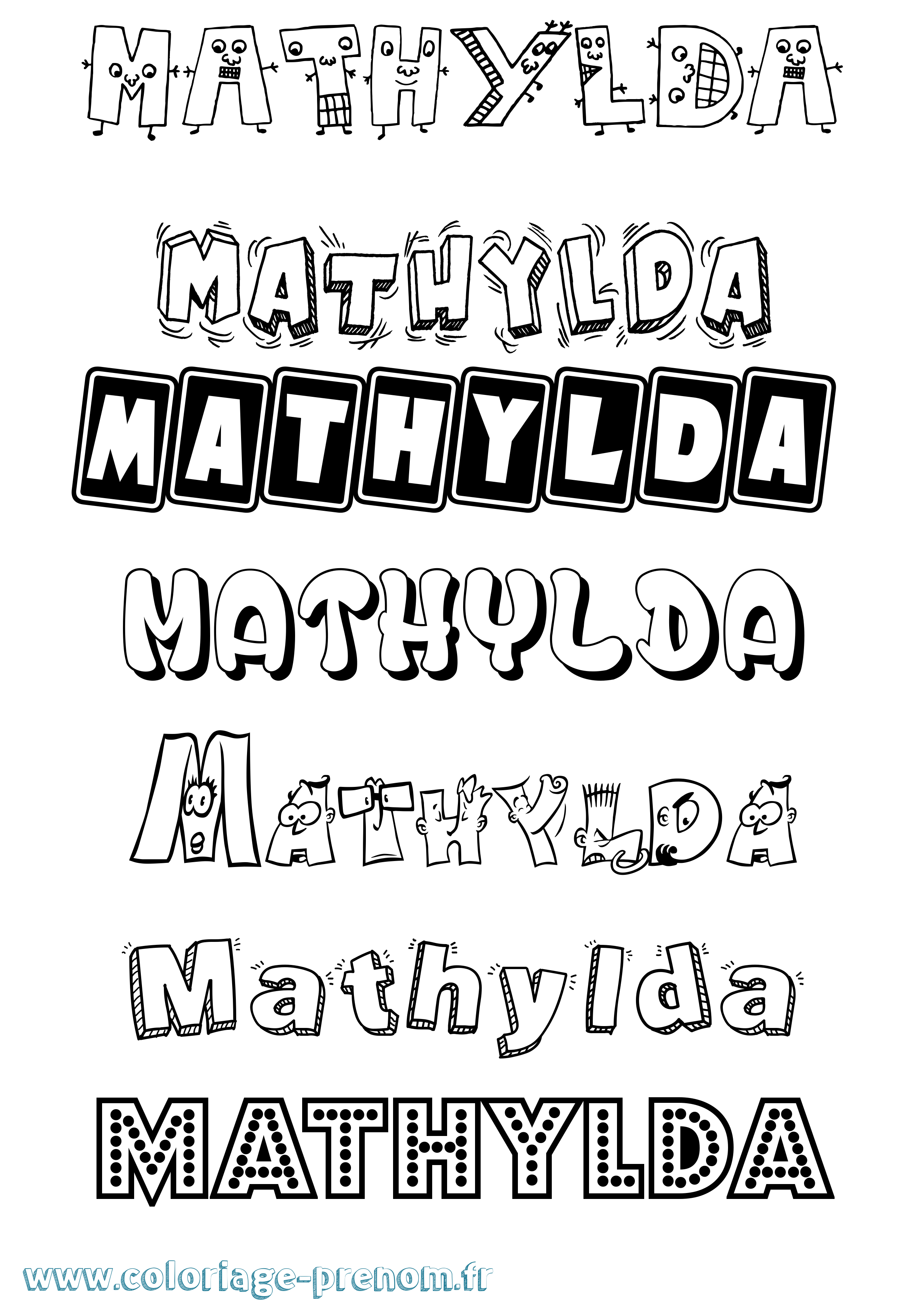 Coloriage Mathylda Fun Coloriage prénom Mathylda Fun
