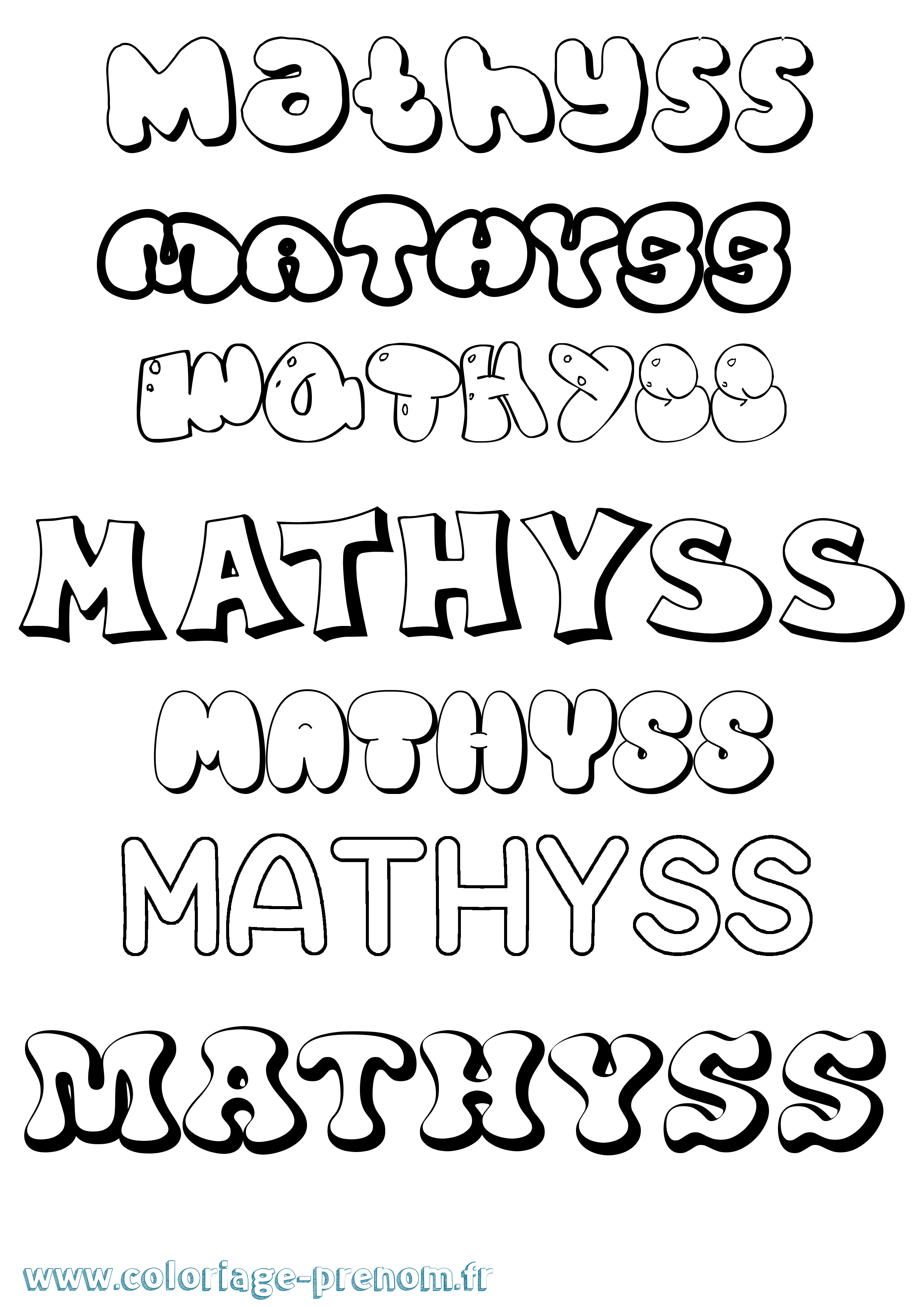 Coloriage Mathyss Bubble Coloriage prénom Mathyss Bubble