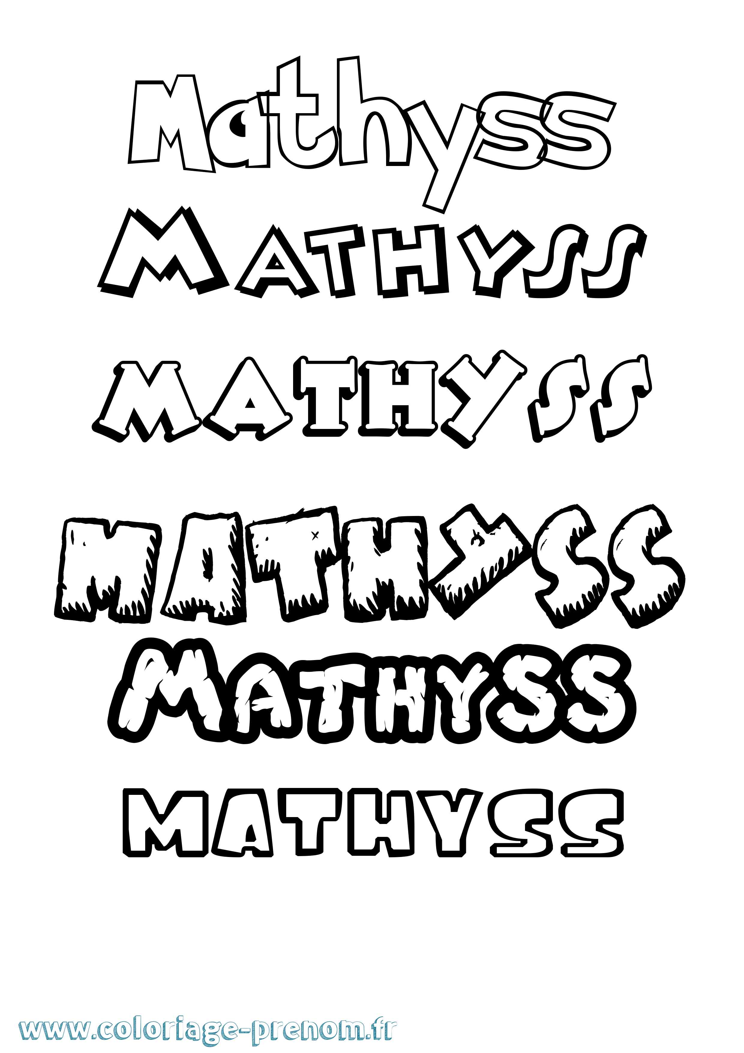 Coloriage Mathyss Dessin Animé Coloriage prénom Mathyss Dessin Animé