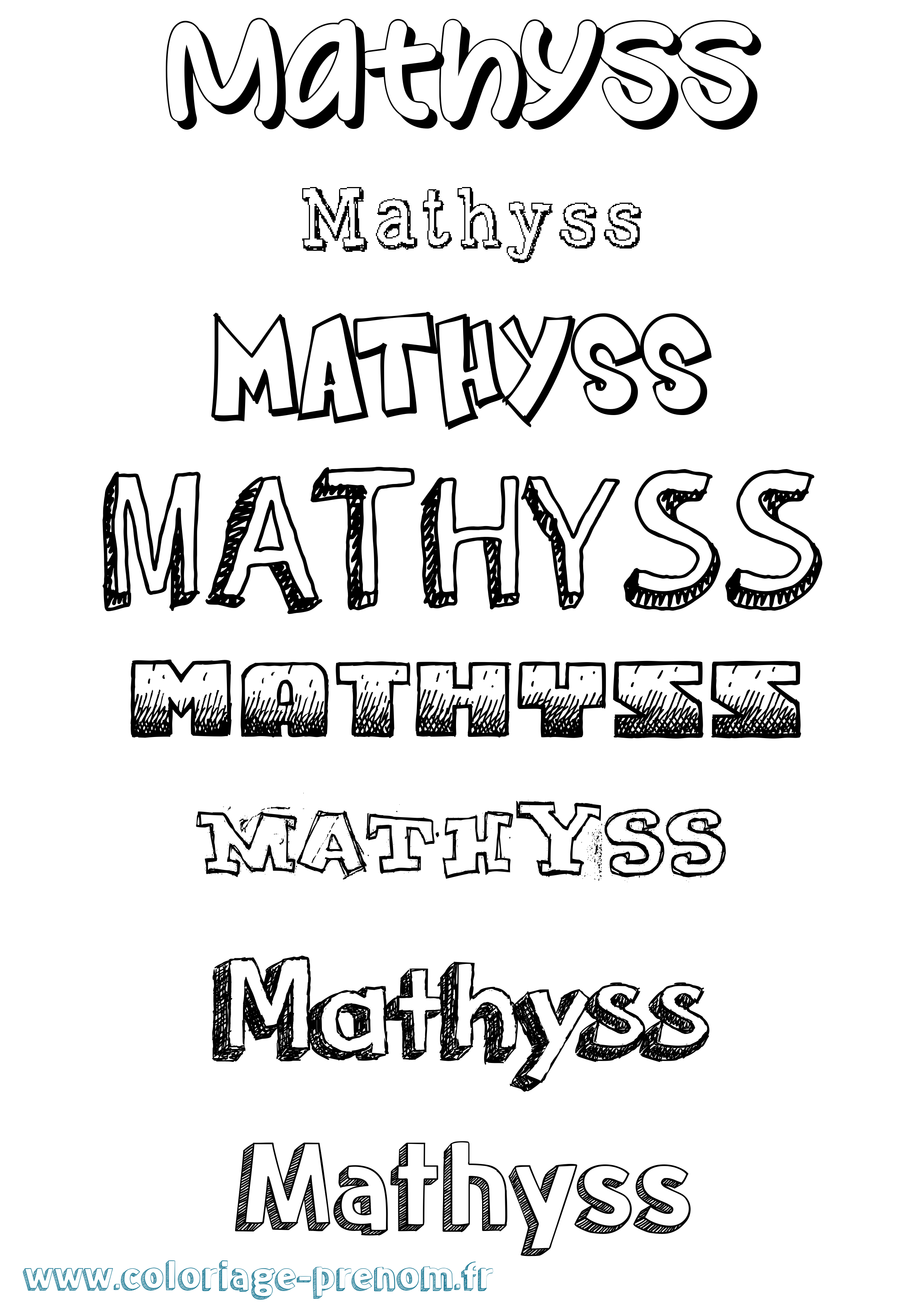 Coloriage Mathyss Dessiné Coloriage prénom Mathyss Dessiné