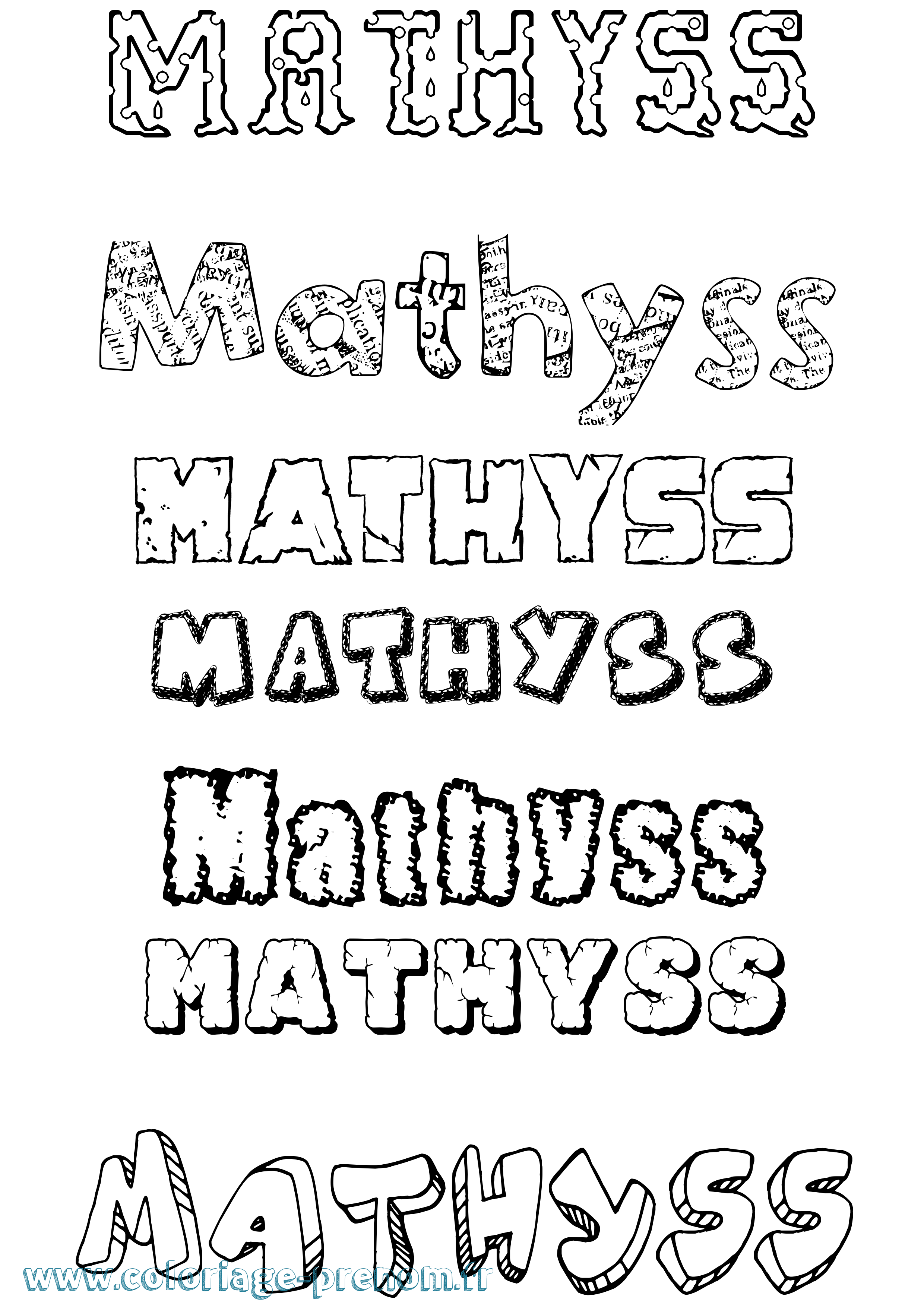 Coloriage Mathyss Destructuré Coloriage prénom Mathyss Destructuré
