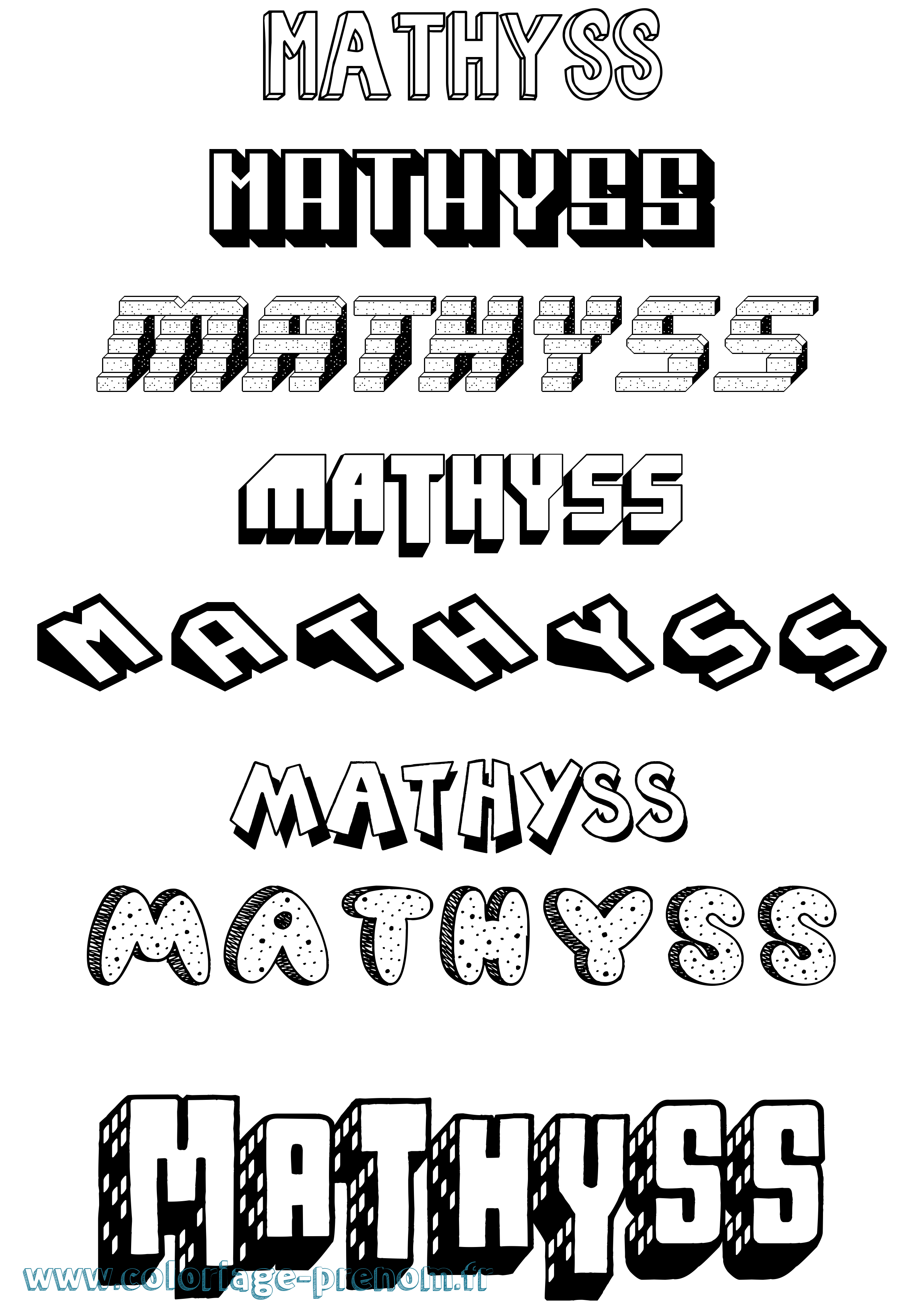 Coloriage Mathyss Effet 3D Coloriage prénom Mathyss Effet 3D