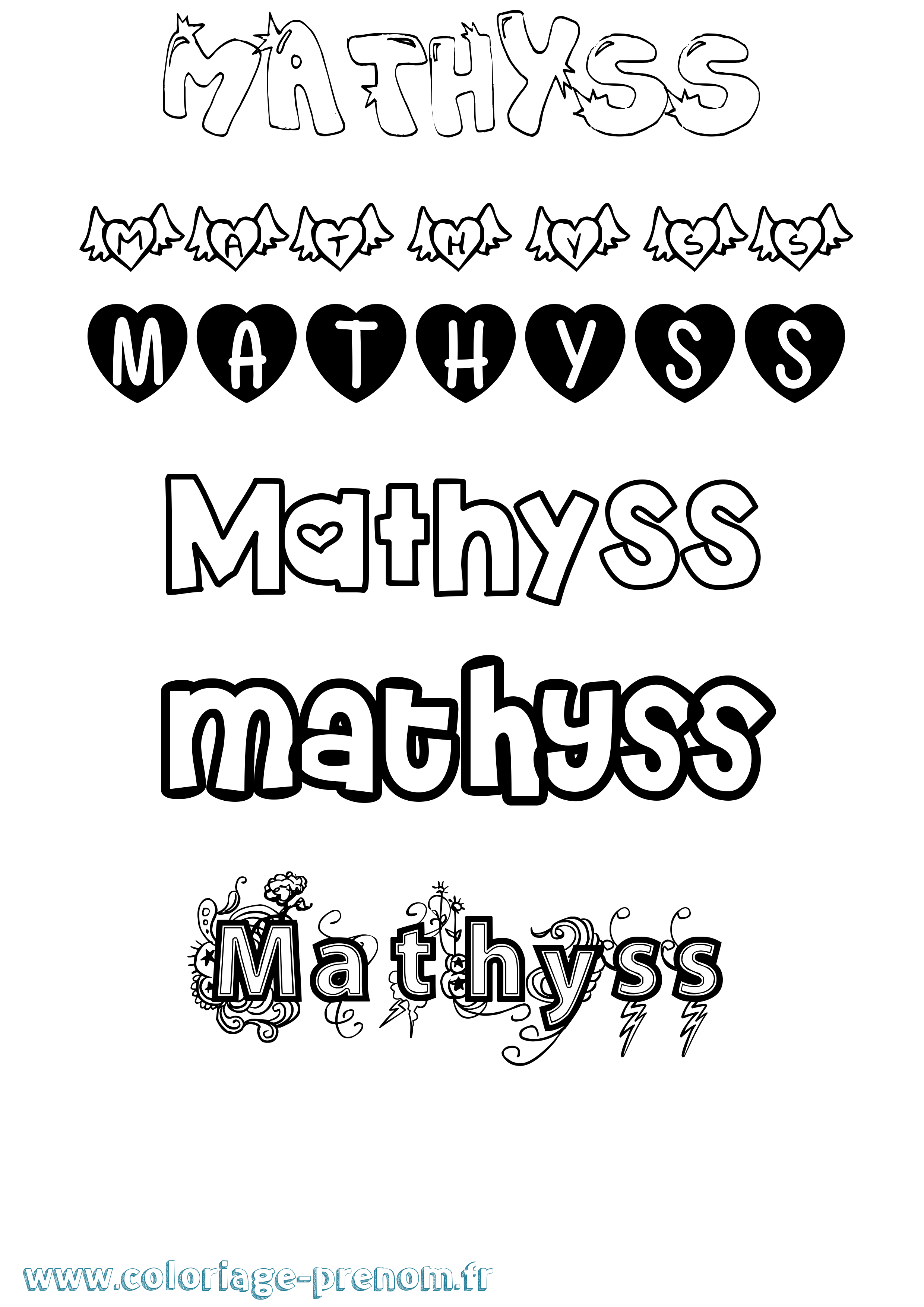 Coloriage Mathyss Girly Coloriage prénom Mathyss Girly