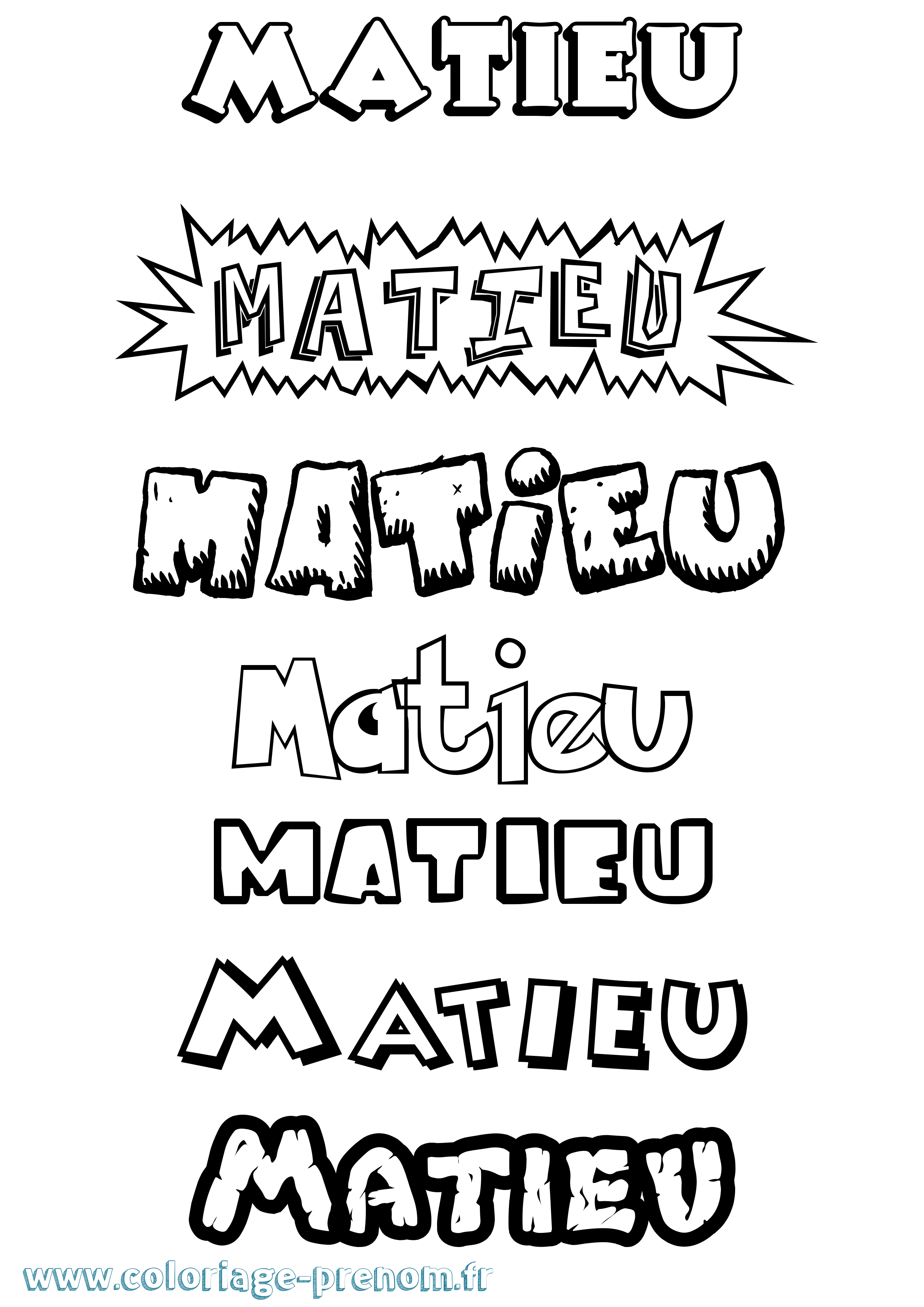 Coloriage Matieu Dessin Animé Coloriage prénom Matieu Dessin Animé