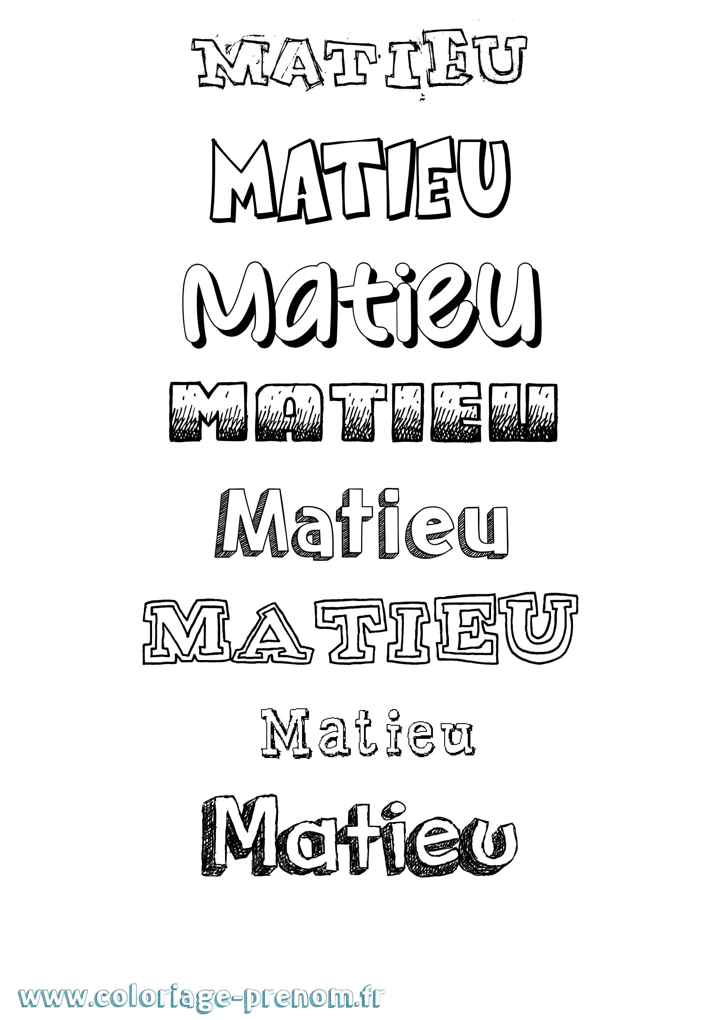 Coloriage Matieu Dessiné Coloriage prénom Matieu Dessiné