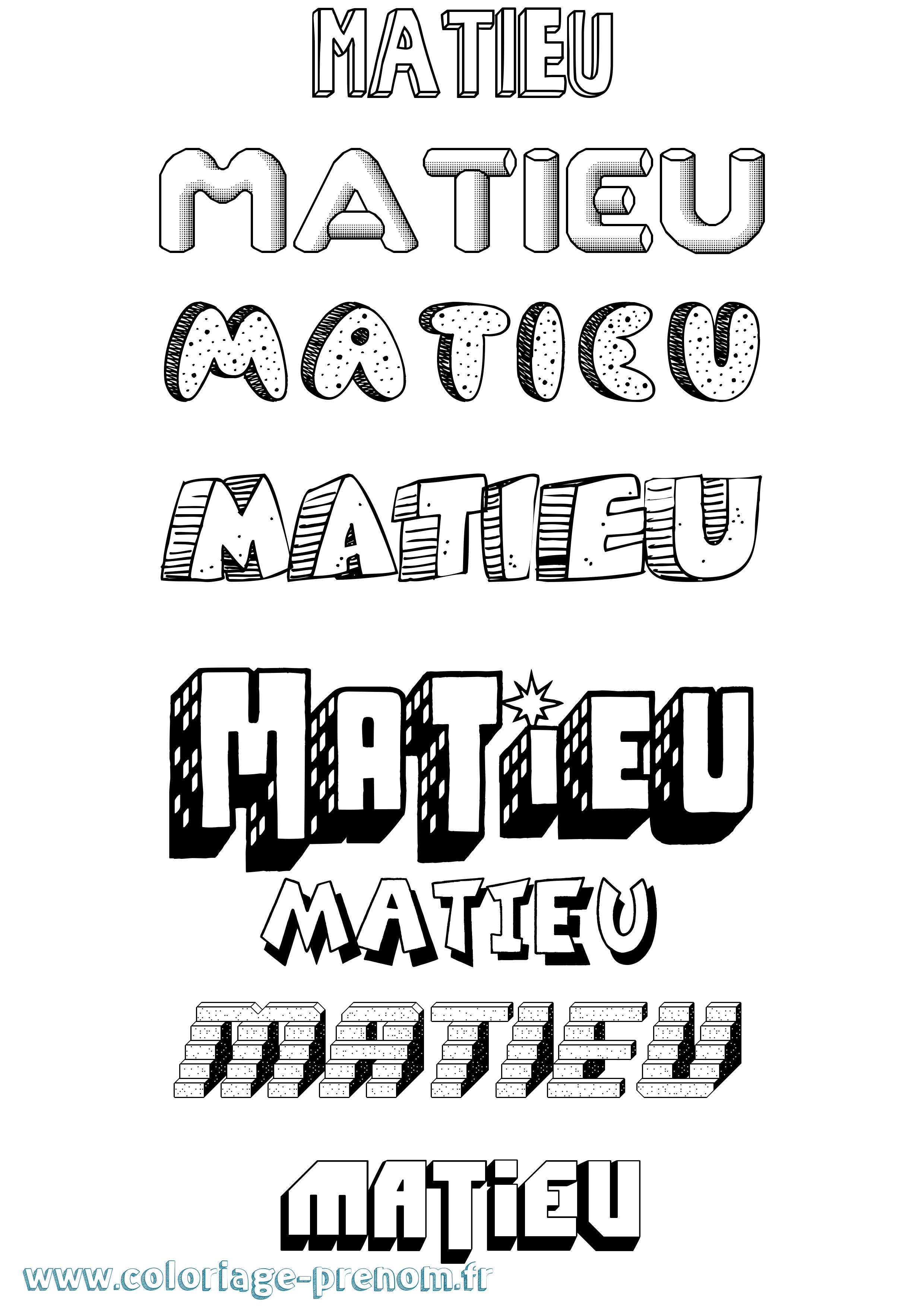 Coloriage Matieu Effet 3D Coloriage prénom Matieu Effet 3D
