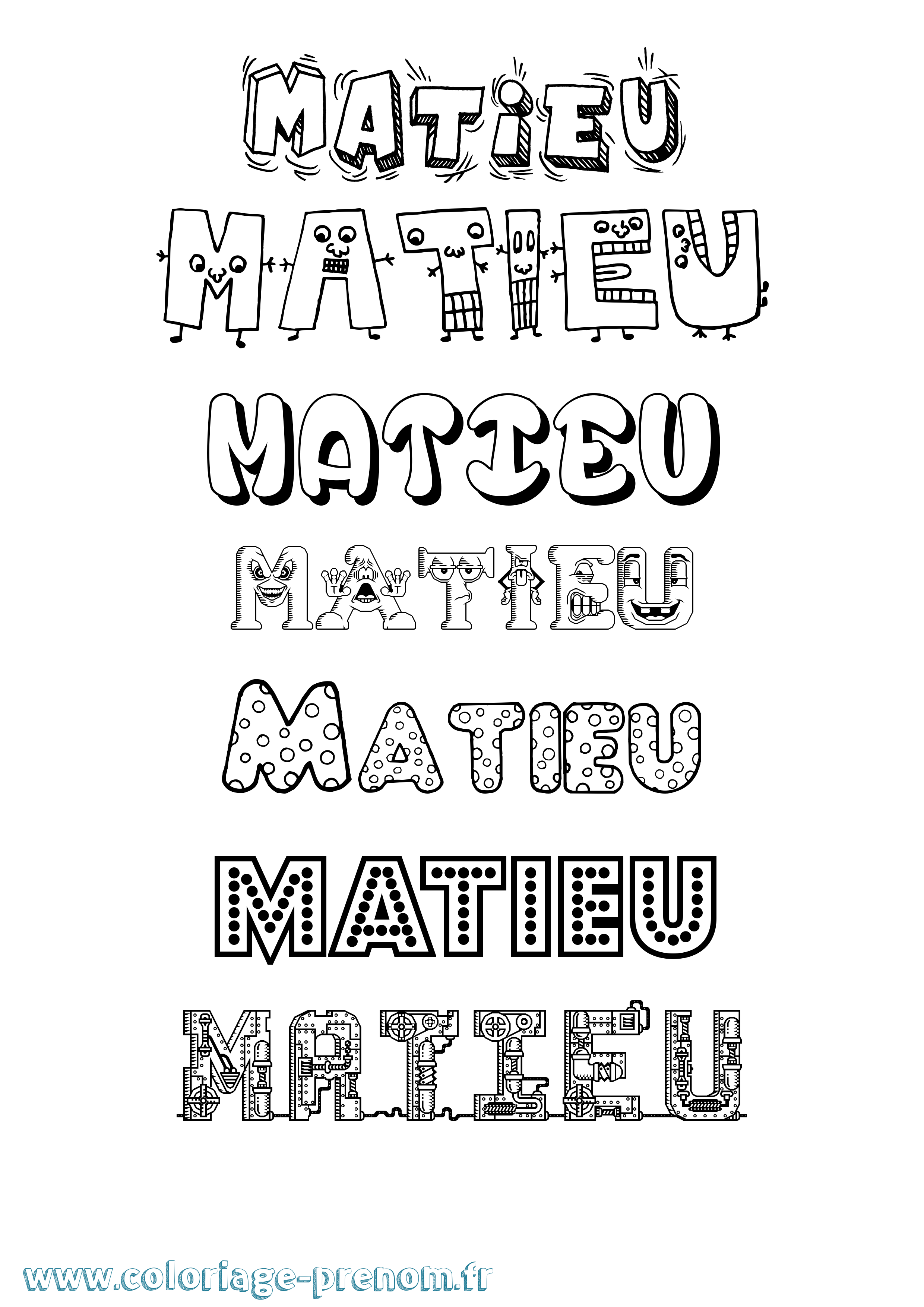 Coloriage Matieu Fun Coloriage prénom Matieu Fun