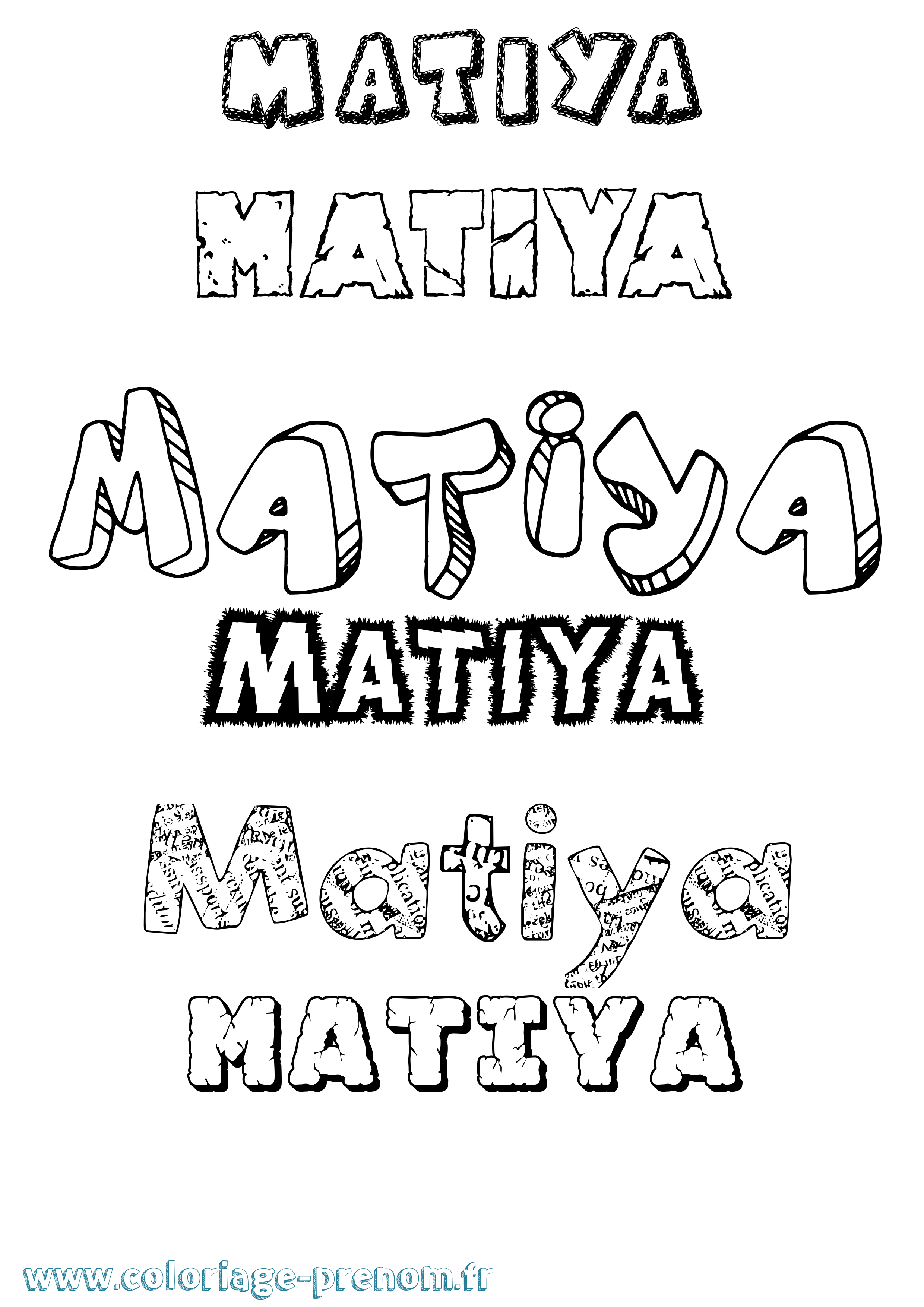 Coloriage Matiya Destructuré Coloriage prénom Matiya Destructuré