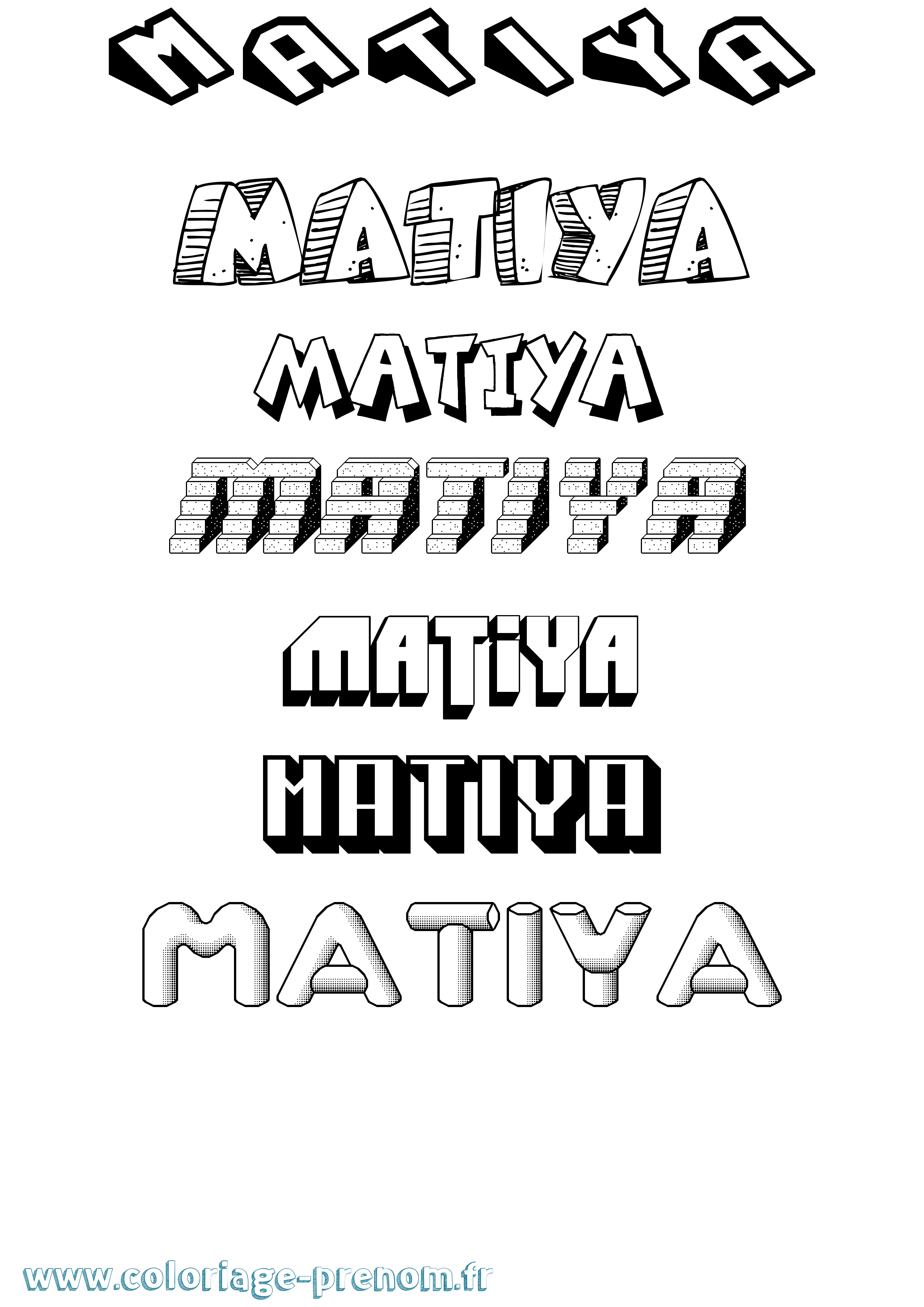 Coloriage Matiya Effet 3D Coloriage prénom Matiya Effet 3D