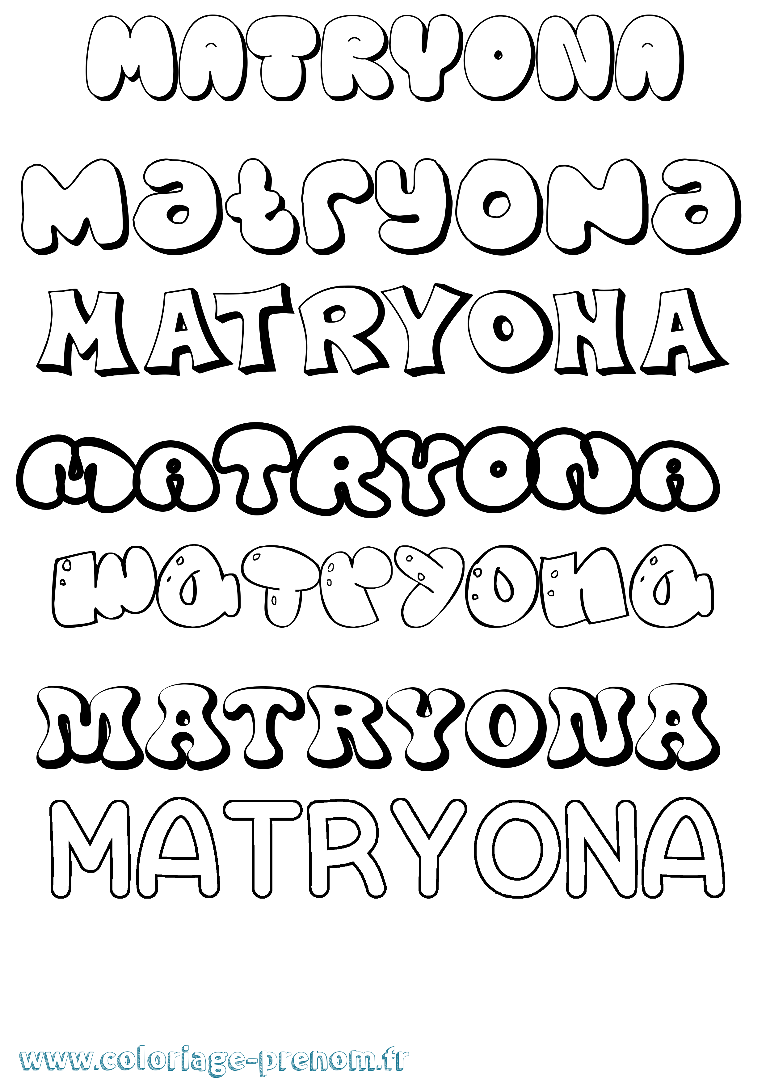 Coloriage Matryona Bubble Coloriage prénom Matryona Bubble