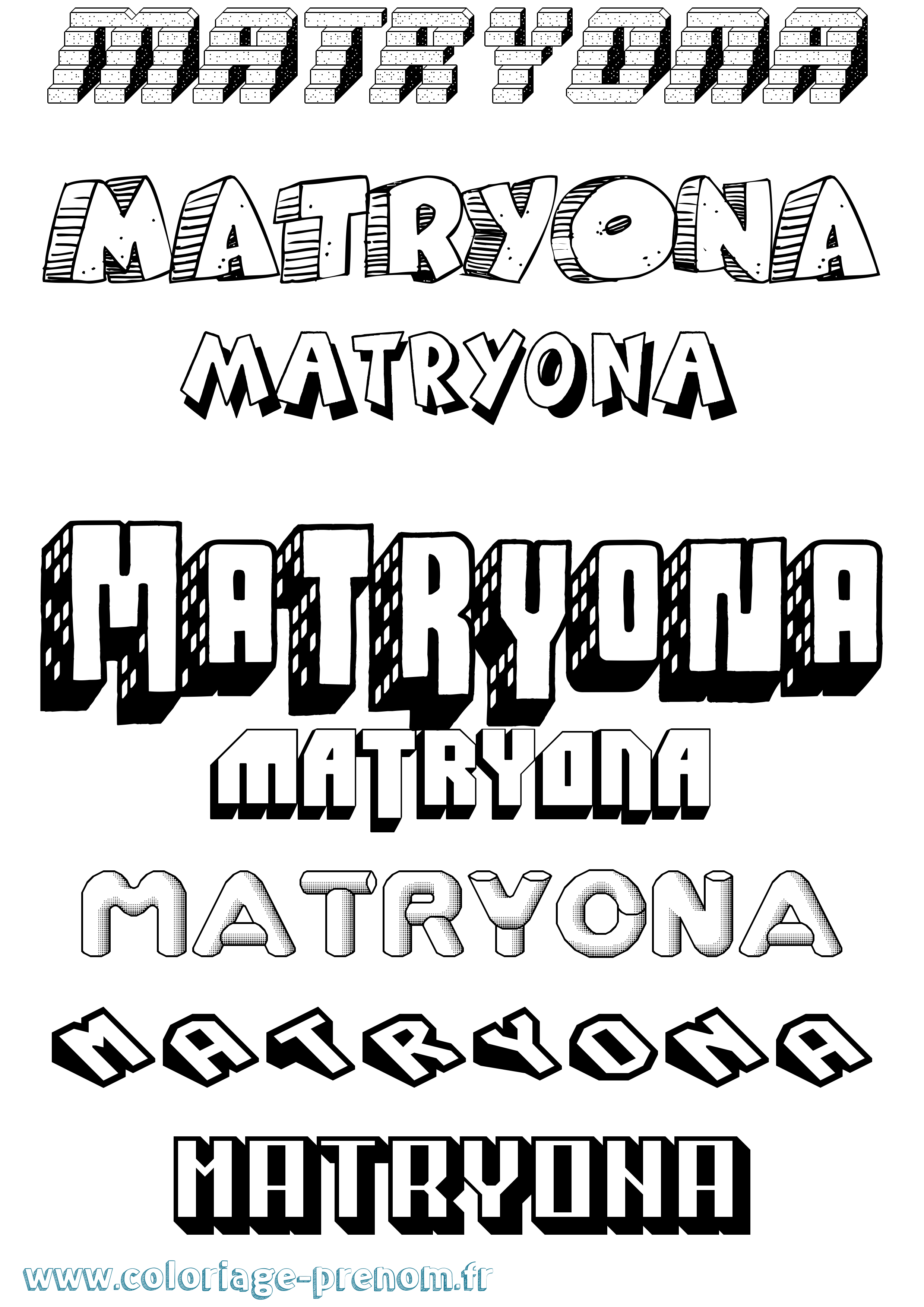 Coloriage Matryona Effet 3D Coloriage prénom Matryona Effet 3D