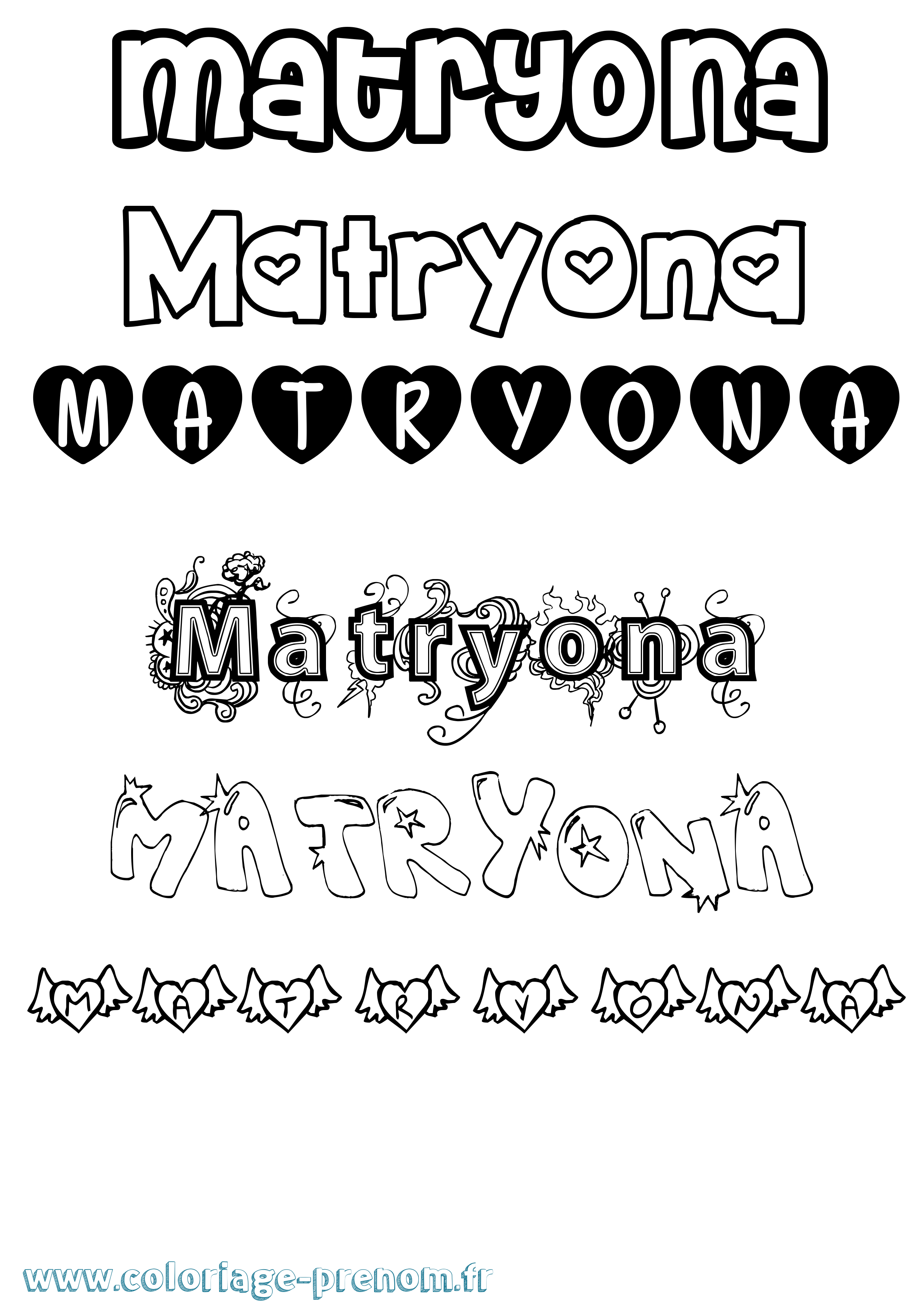 Coloriage Matryona Girly Coloriage prénom Matryona Girly