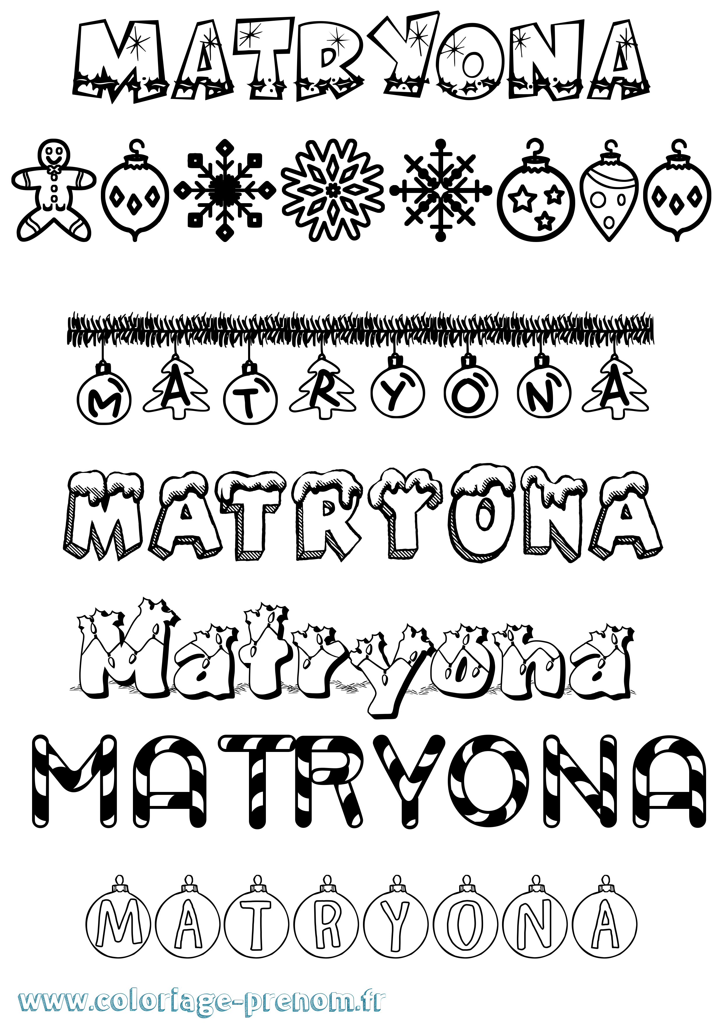 Coloriage Matryona Noël Coloriage prénom Matryona Noël