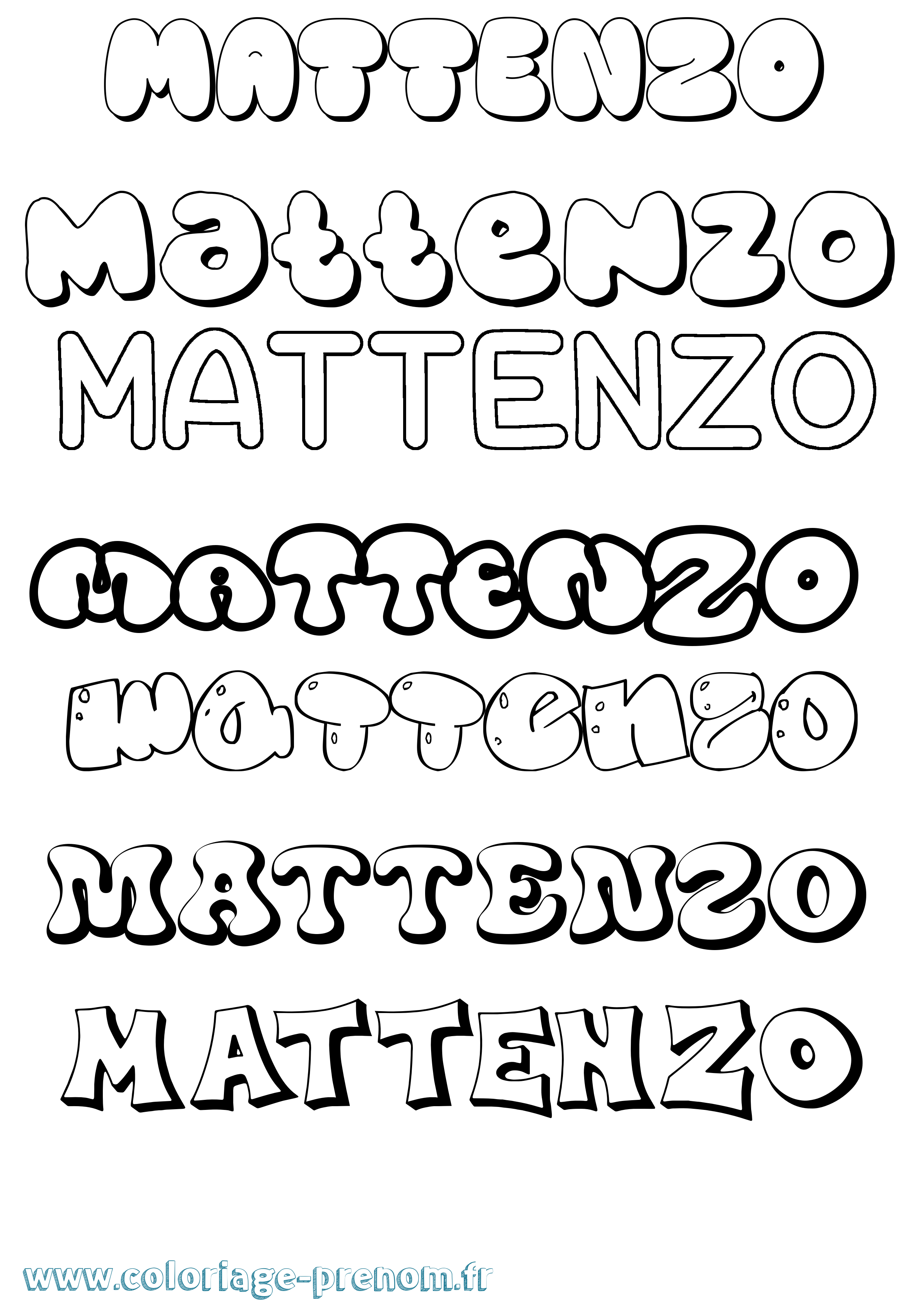 Coloriage Mattenzo Bubble Coloriage prénom Mattenzo Bubble