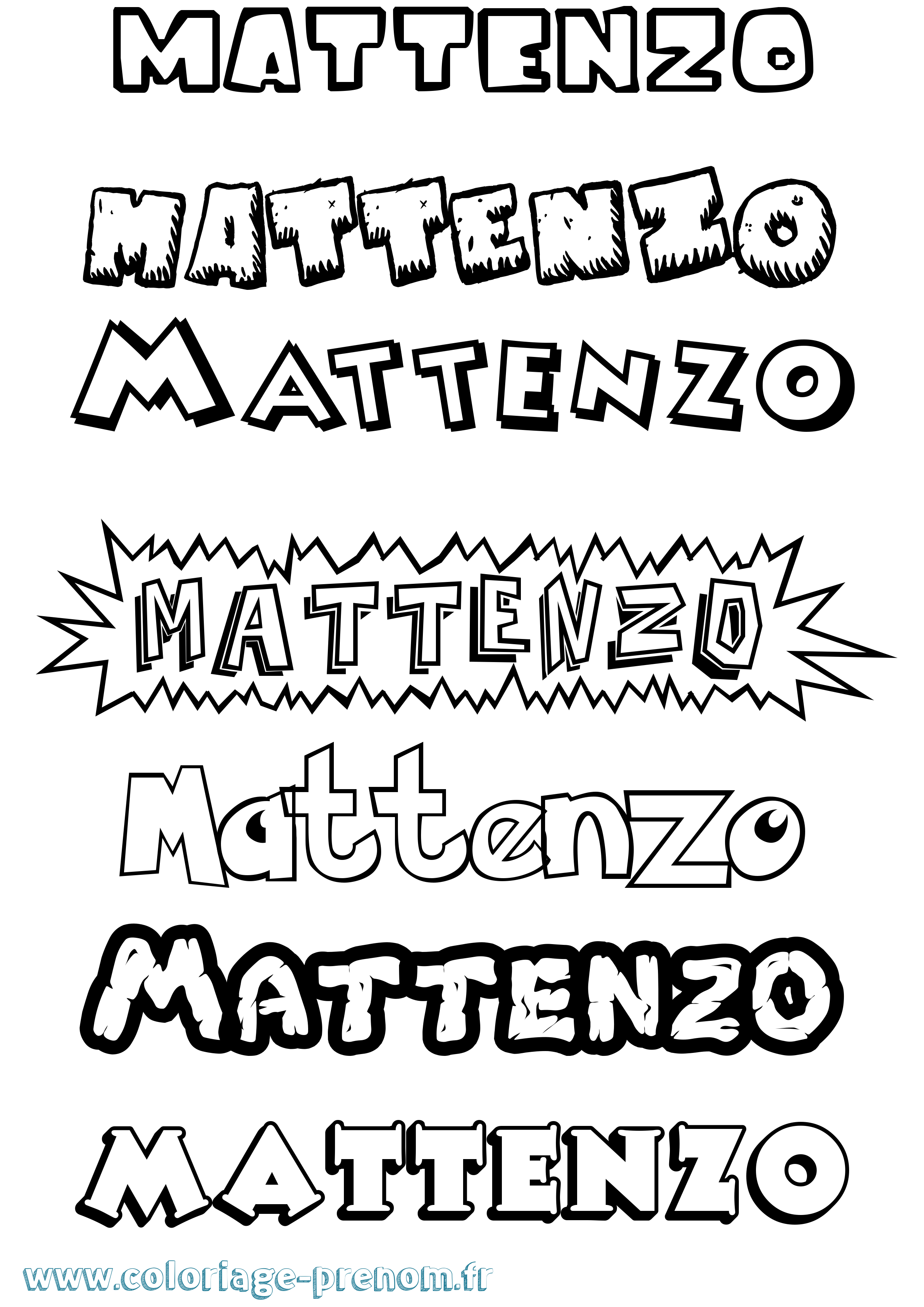 Coloriage Mattenzo Dessin Animé Coloriage prénom Mattenzo Dessin Animé
