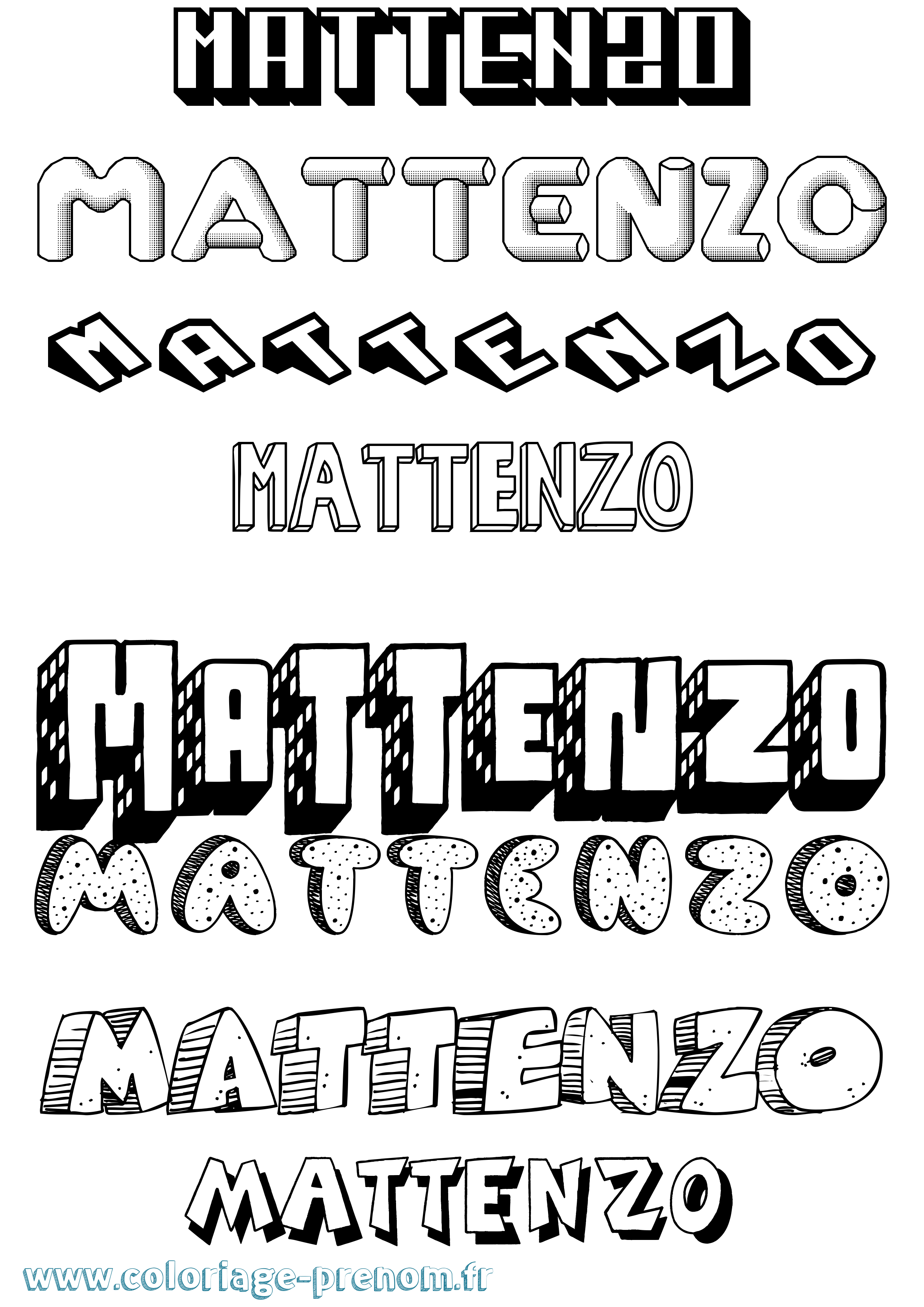 Coloriage Mattenzo Effet 3D Coloriage prénom Mattenzo Effet 3D