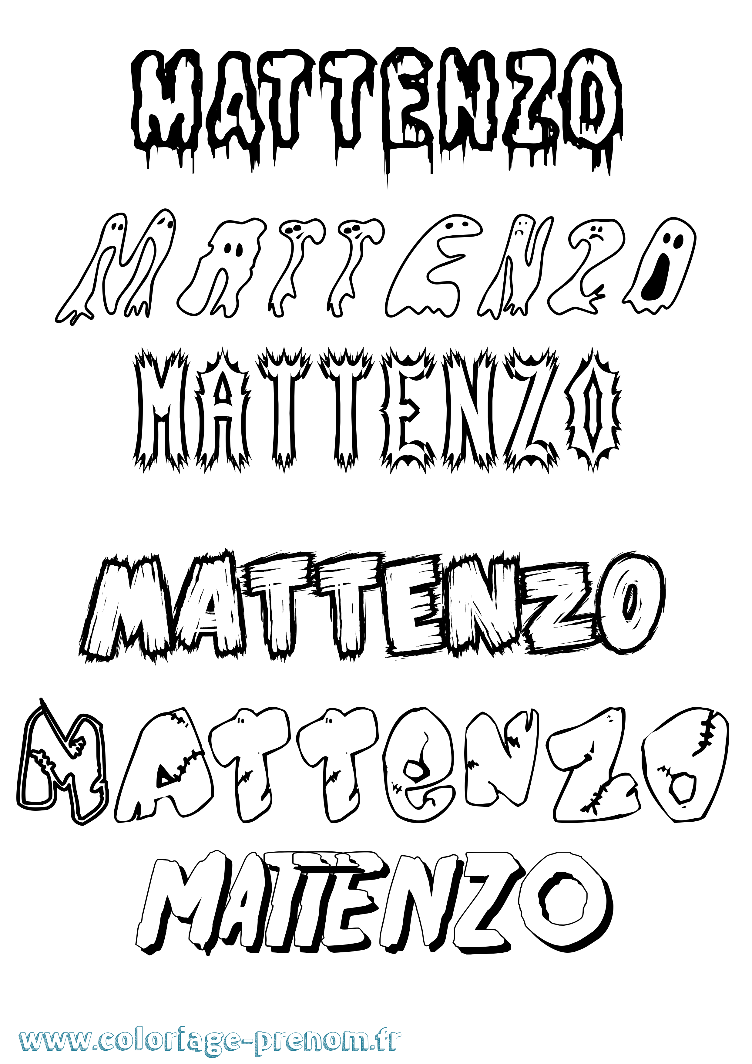 Coloriage Mattenzo Frisson Coloriage prénom Mattenzo Frisson