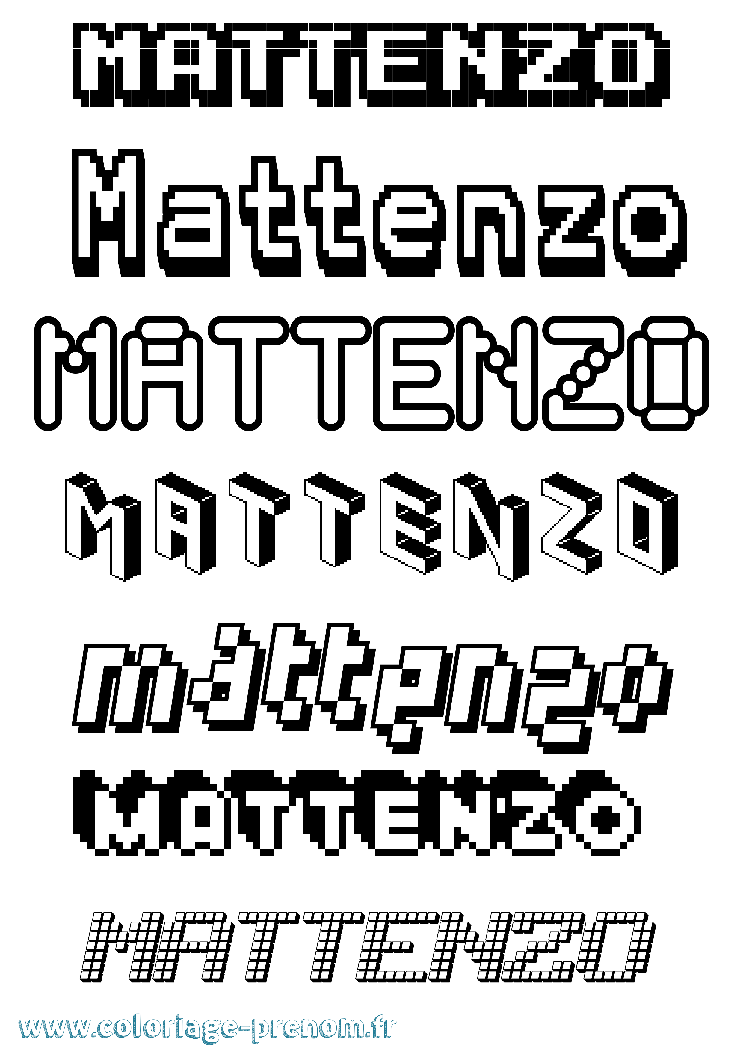 Coloriage Mattenzo Pixel Coloriage prénom Mattenzo Pixel