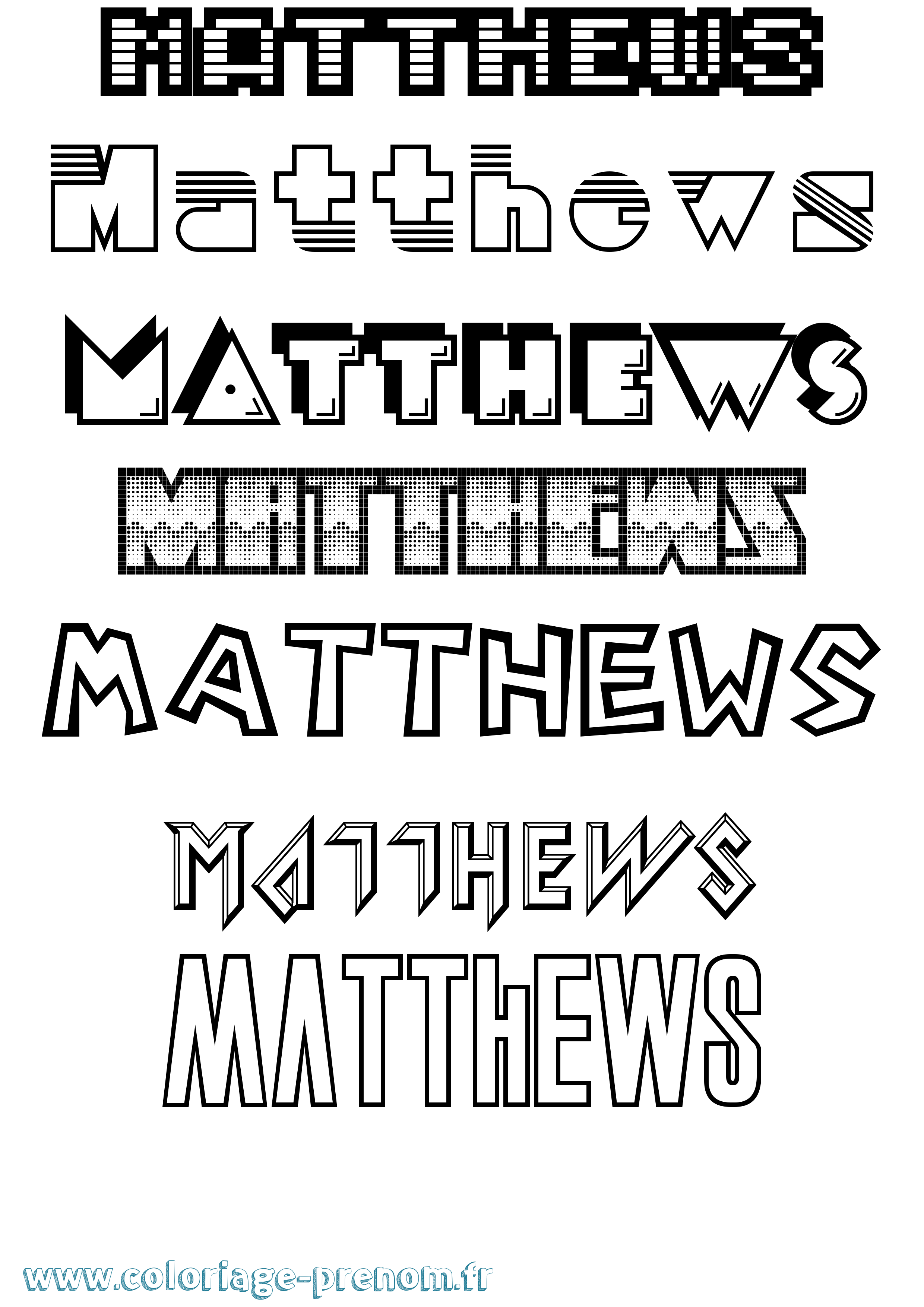 Coloriage Matthews Jeux Vidéos Coloriage prénom Matthews Jeux Vidéos