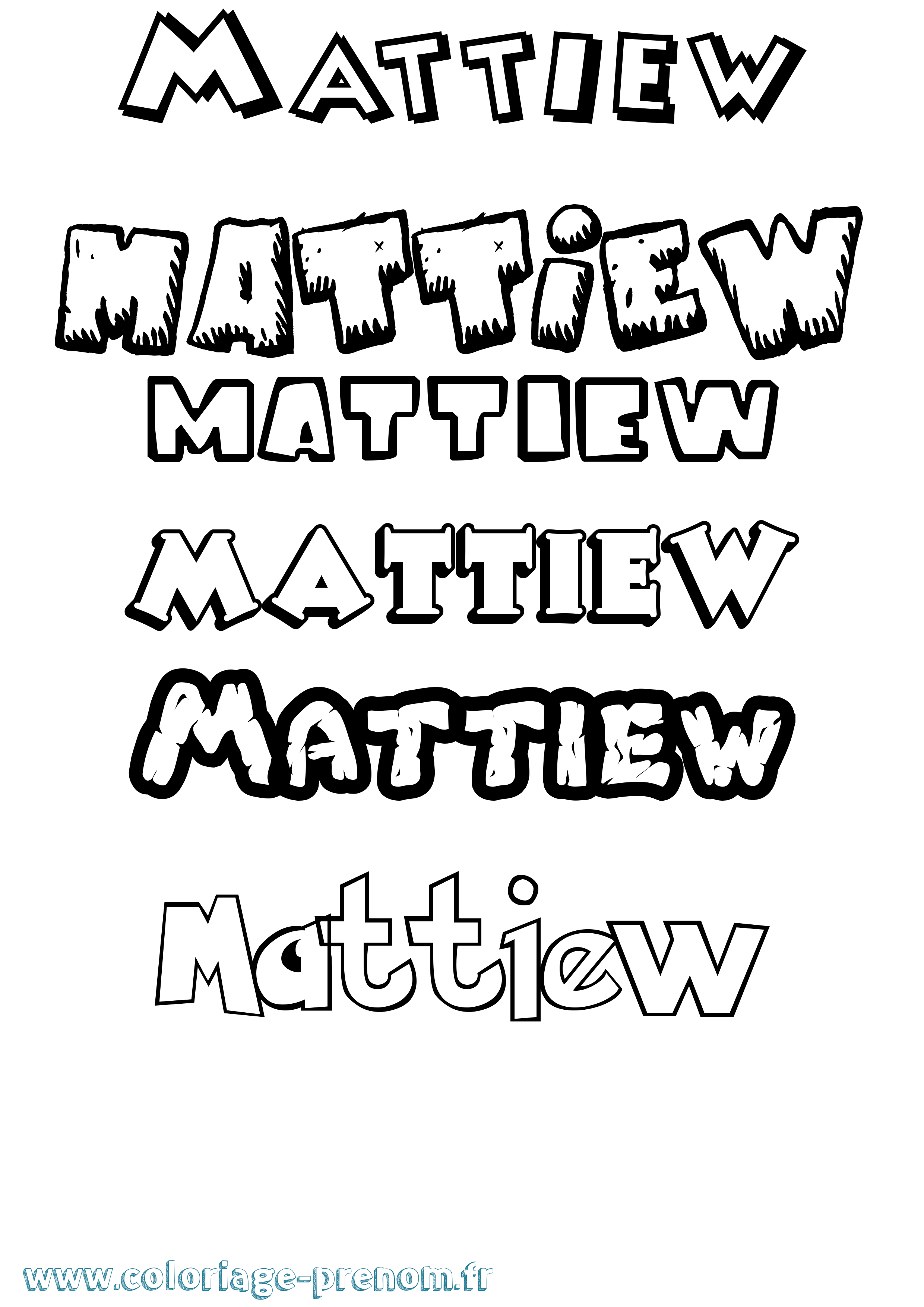 Coloriage Mattiew Dessin Animé Coloriage prénom Mattiew Dessin Animé