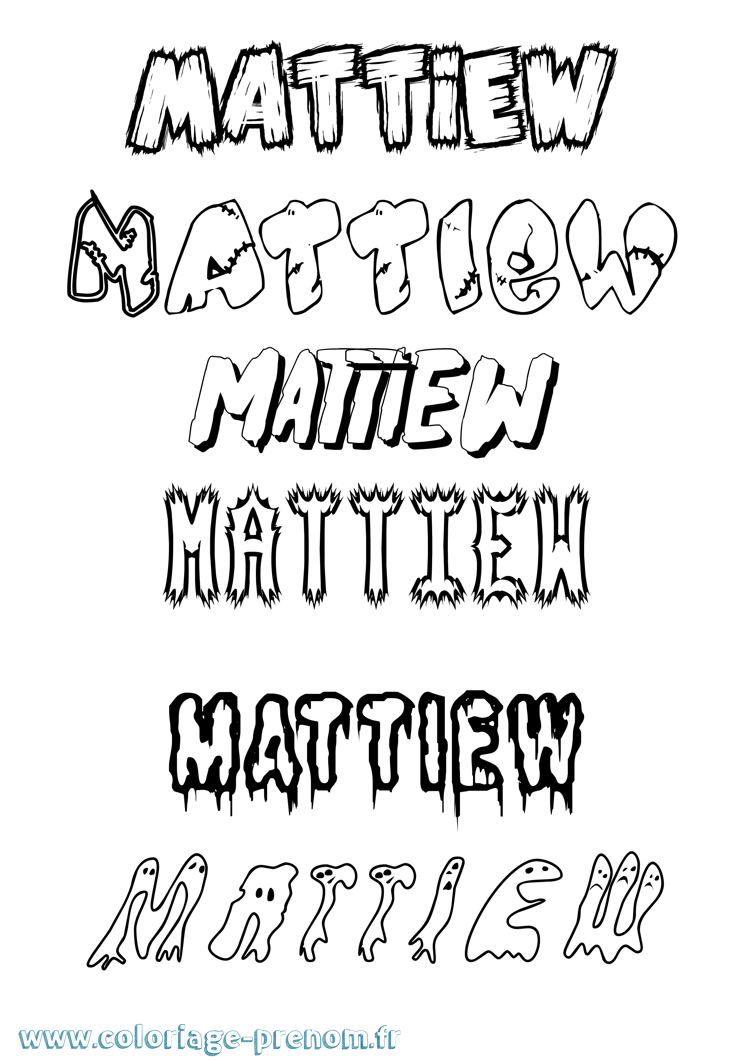Coloriage Mattiew Frisson Coloriage prénom Mattiew Frisson