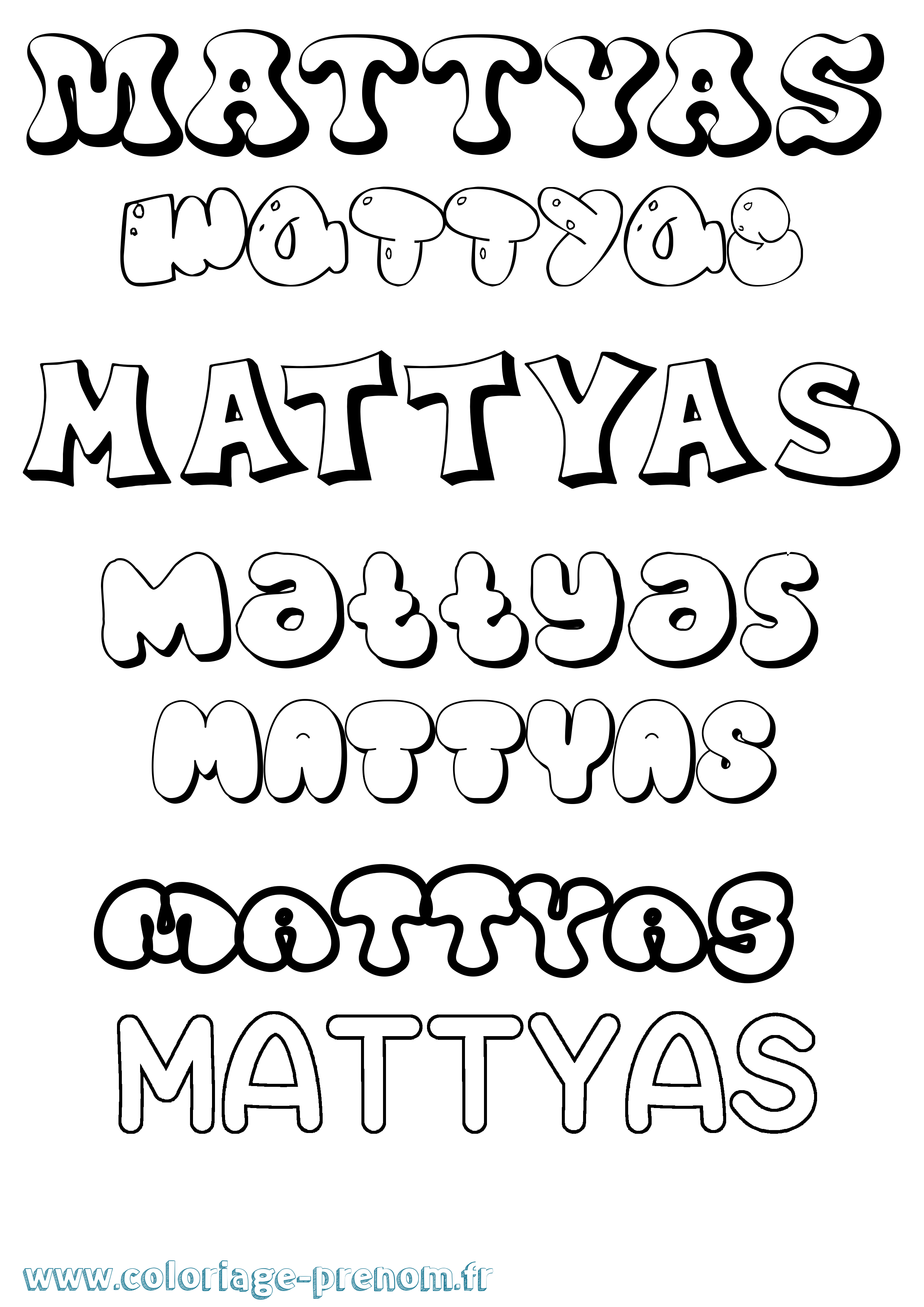 Coloriage Mattyas Bubble Coloriage prénom Mattyas Bubble