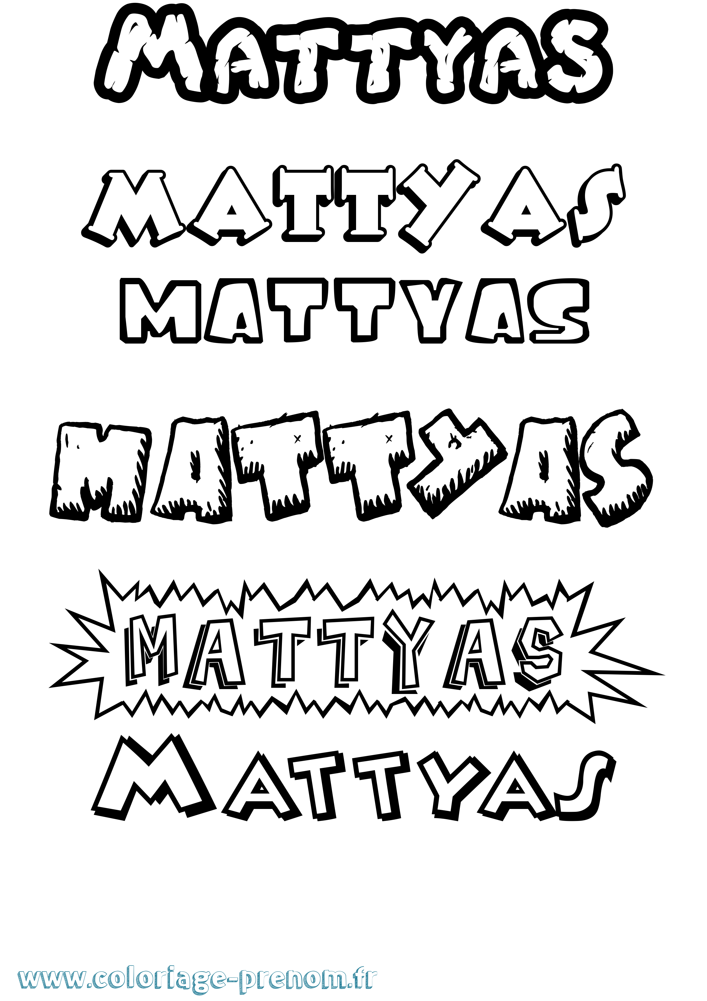 Coloriage Mattyas Dessin Animé Coloriage prénom Mattyas Dessin Animé