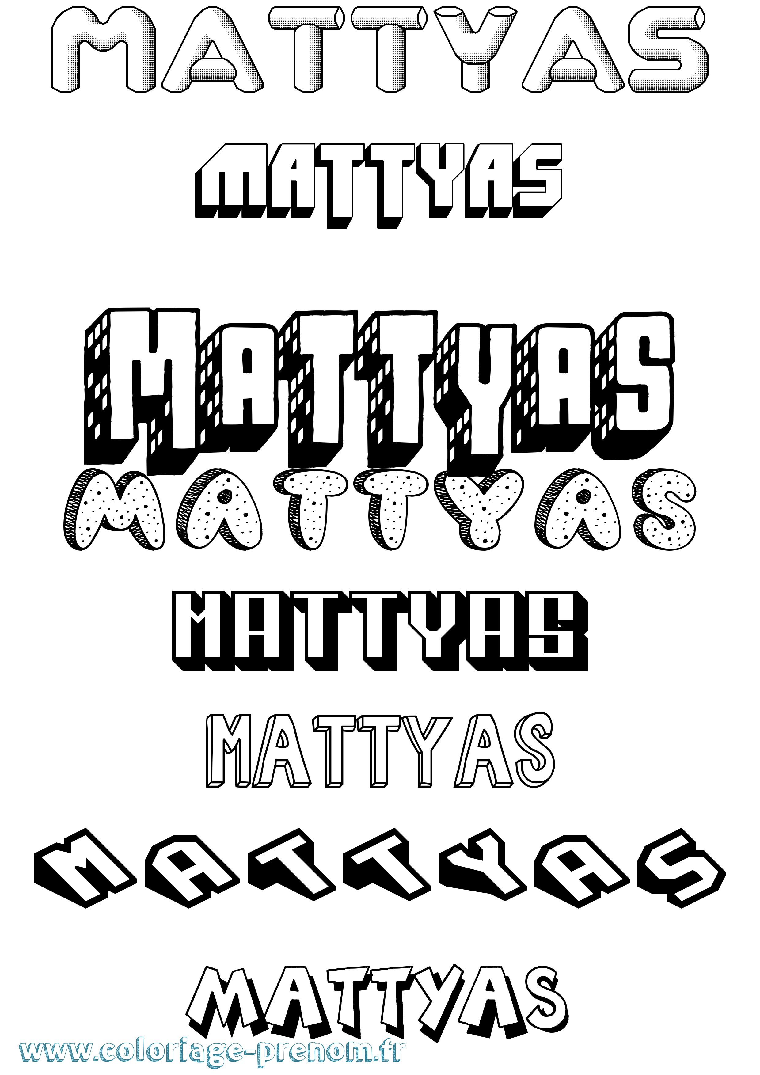 Coloriage Mattyas Effet 3D Coloriage prénom Mattyas Effet 3D