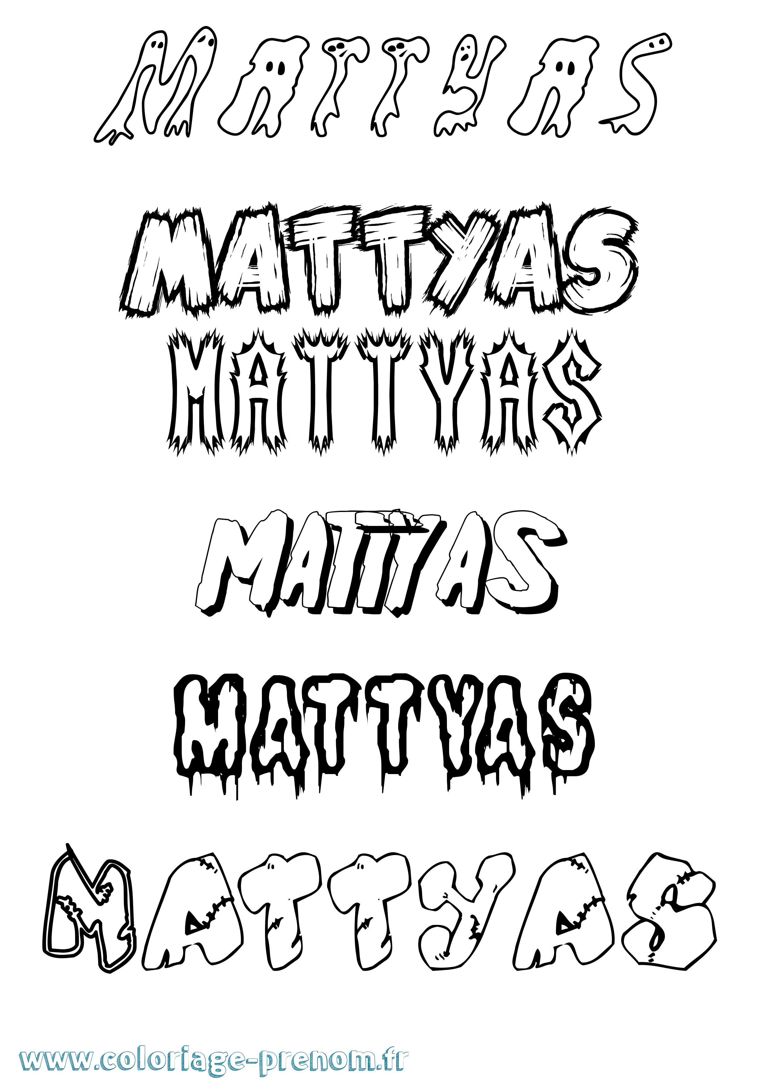Coloriage Mattyas Frisson Coloriage prénom Mattyas Frisson