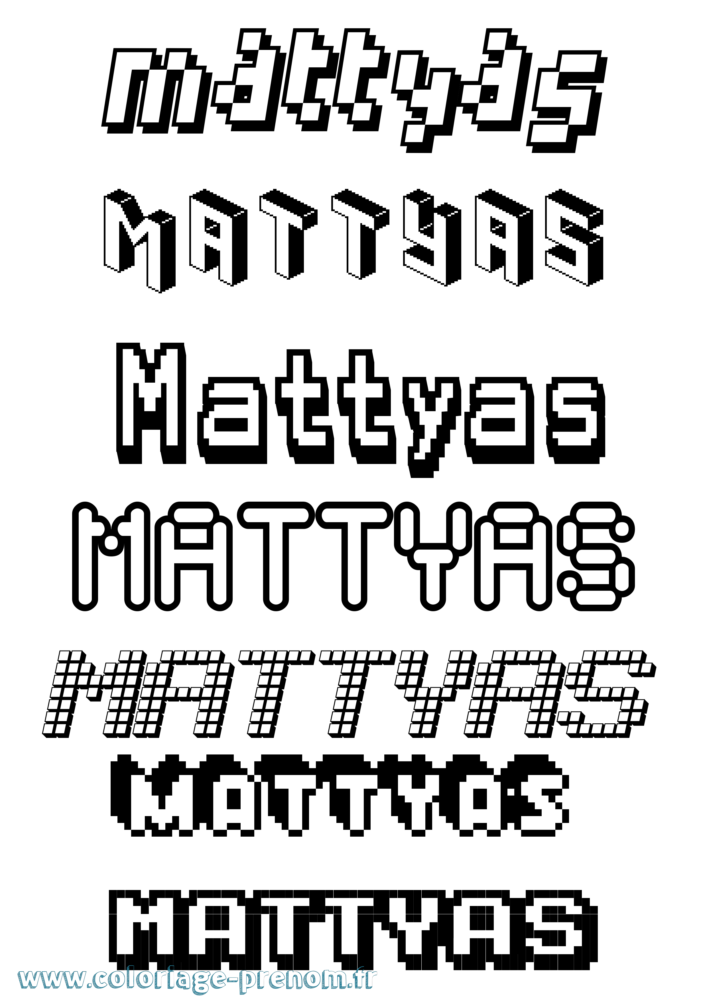 Coloriage Mattyas Pixel Coloriage prénom Mattyas Pixel
