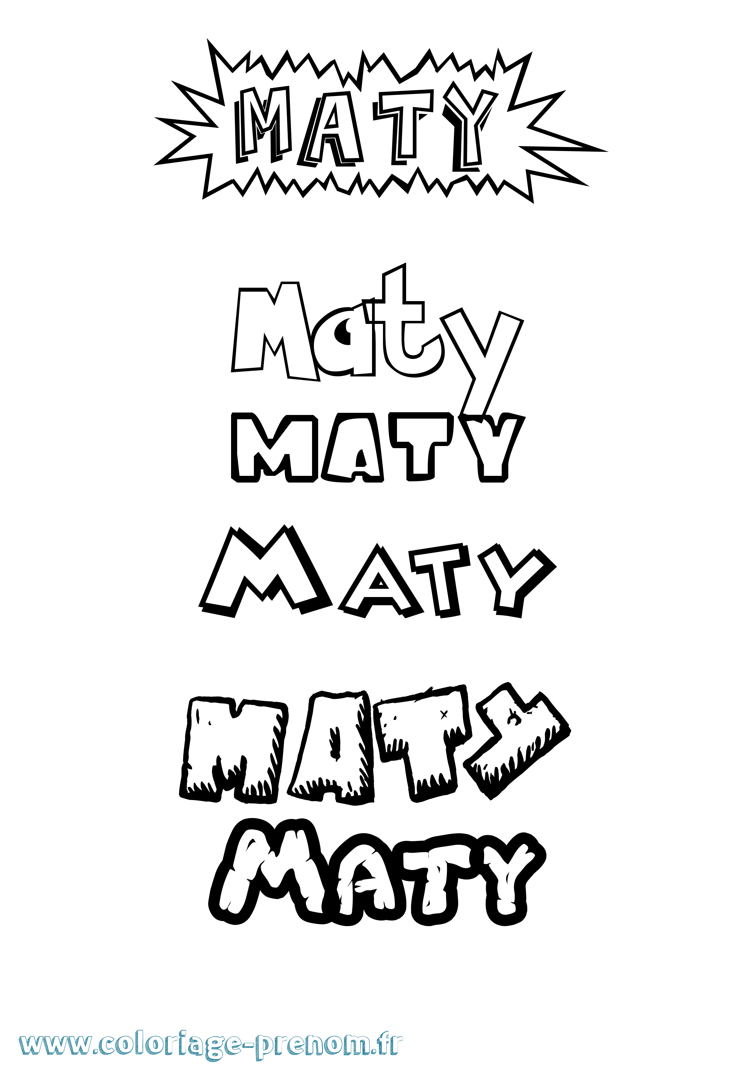 Coloriage Maty Dessin Animé Coloriage prénom Maty Dessin Animé