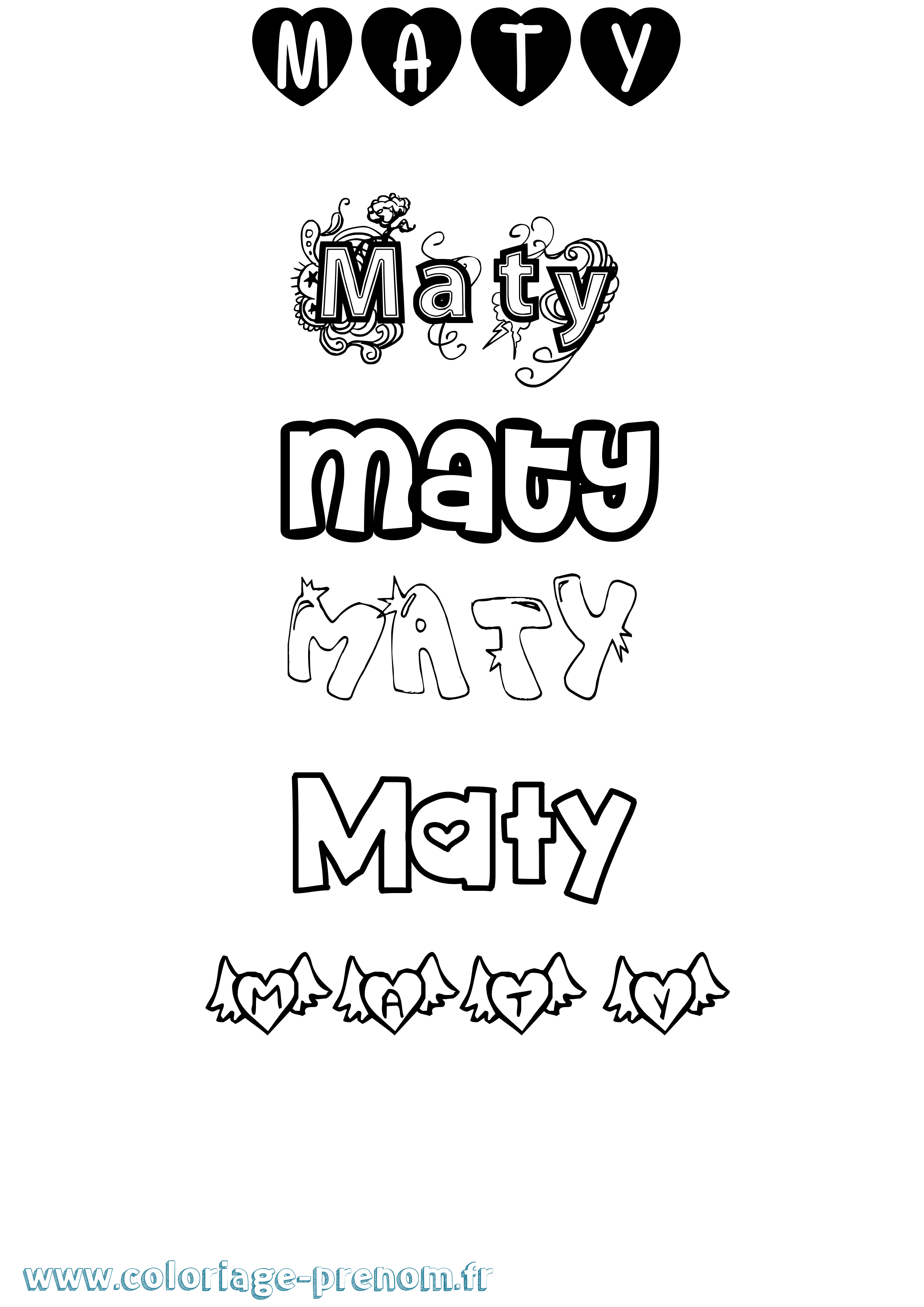 Coloriage Maty Girly Coloriage prénom Maty Girly