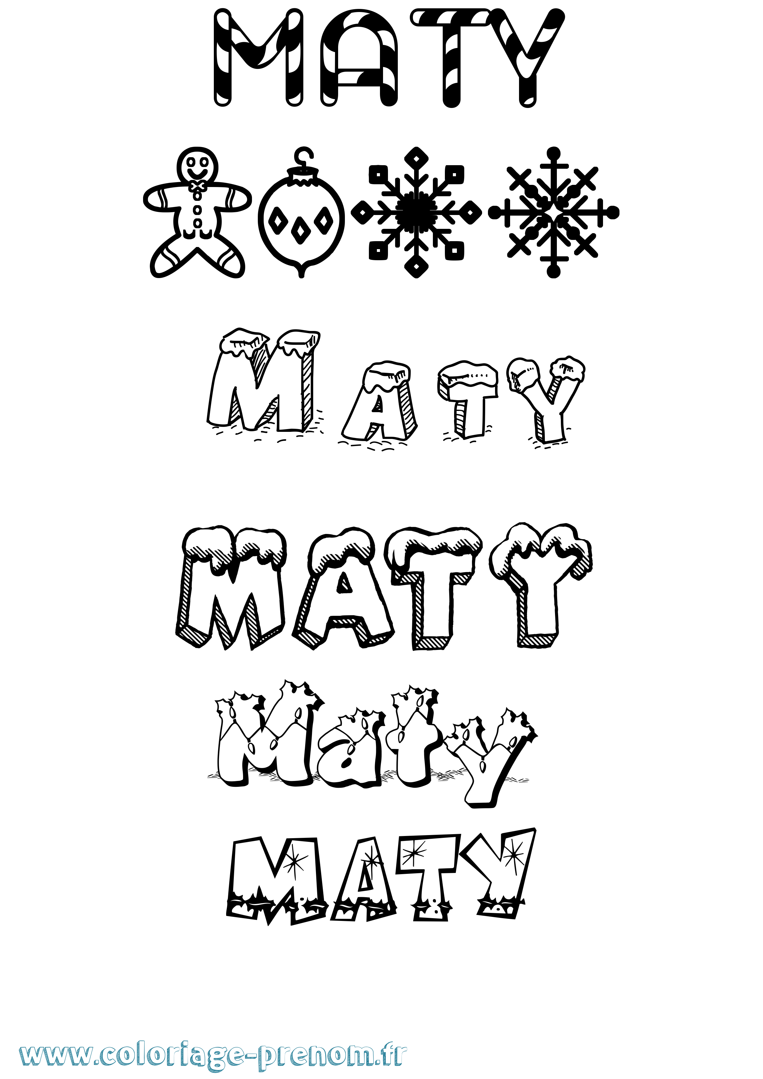Coloriage Maty Noël Coloriage prénom Maty Noël