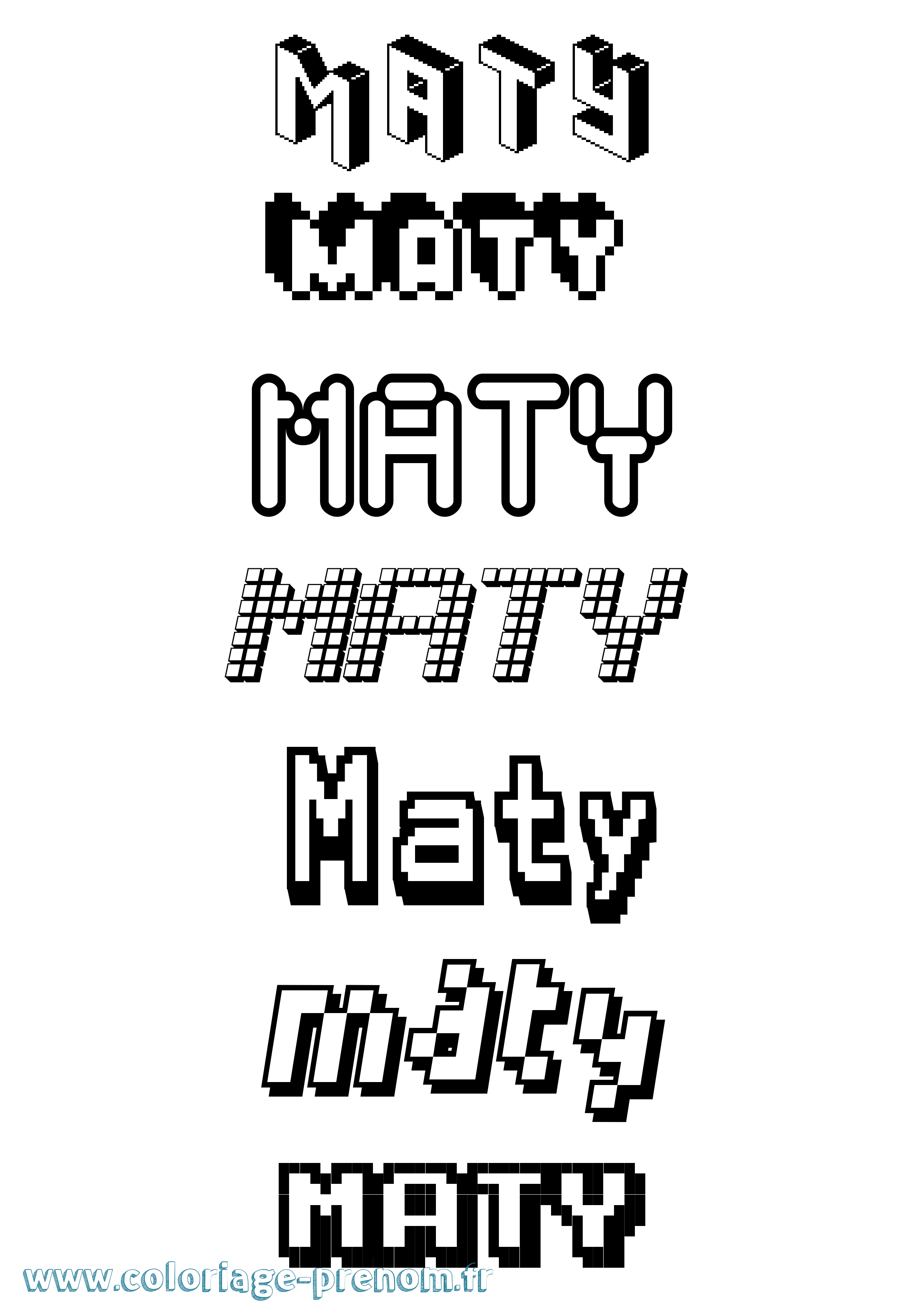 Coloriage Maty Pixel Coloriage prénom Maty Pixel