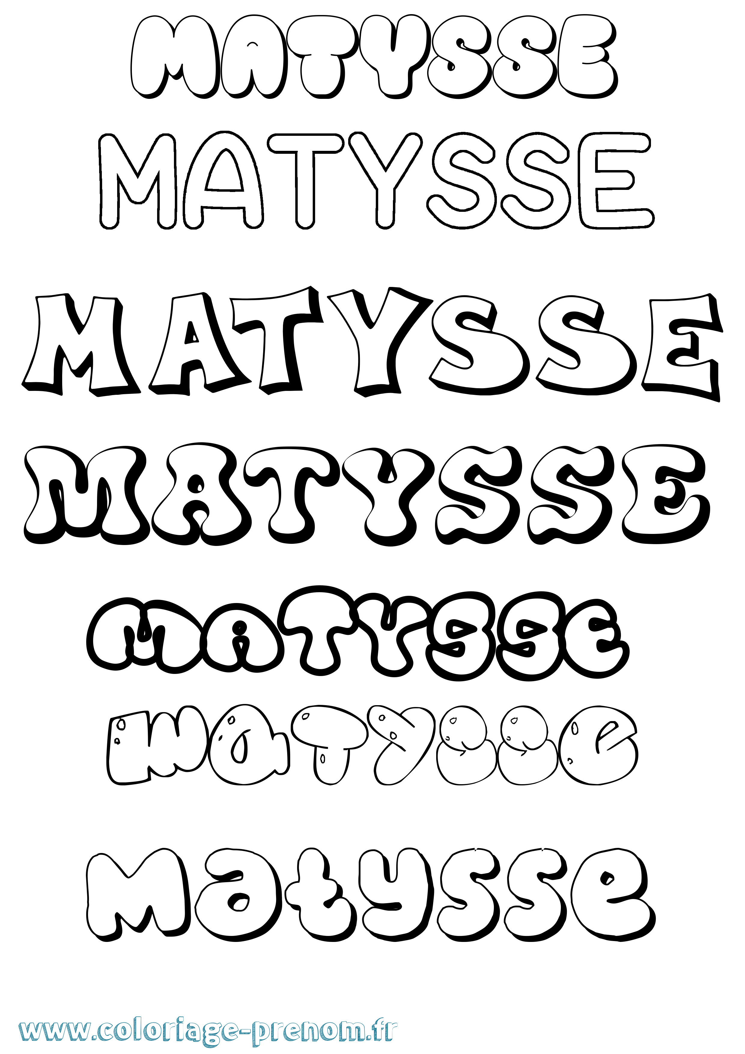Coloriage Matysse Bubble Coloriage prénom Matysse Bubble