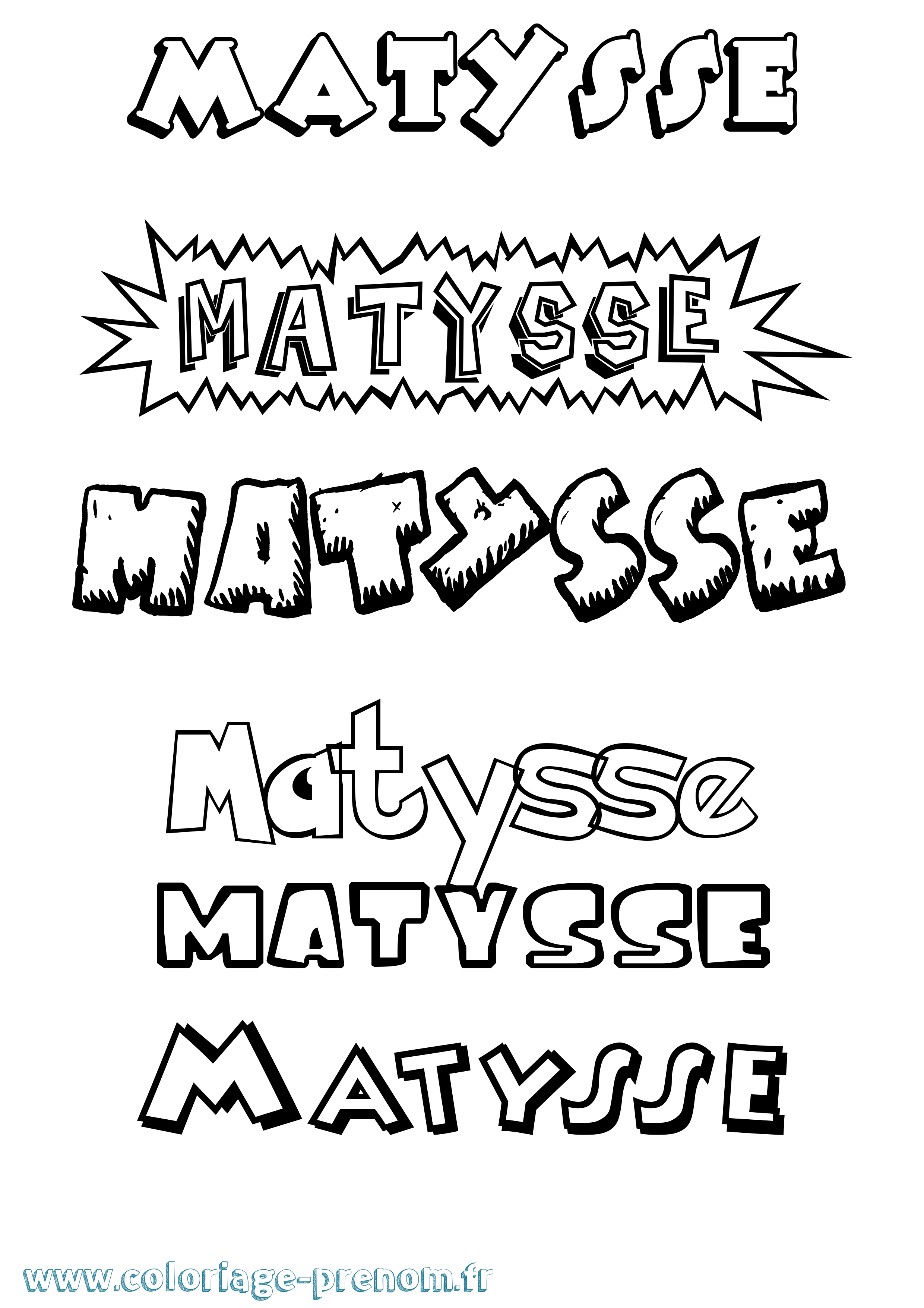 Coloriage Matysse Dessin Animé Coloriage prénom Matysse Dessin Animé