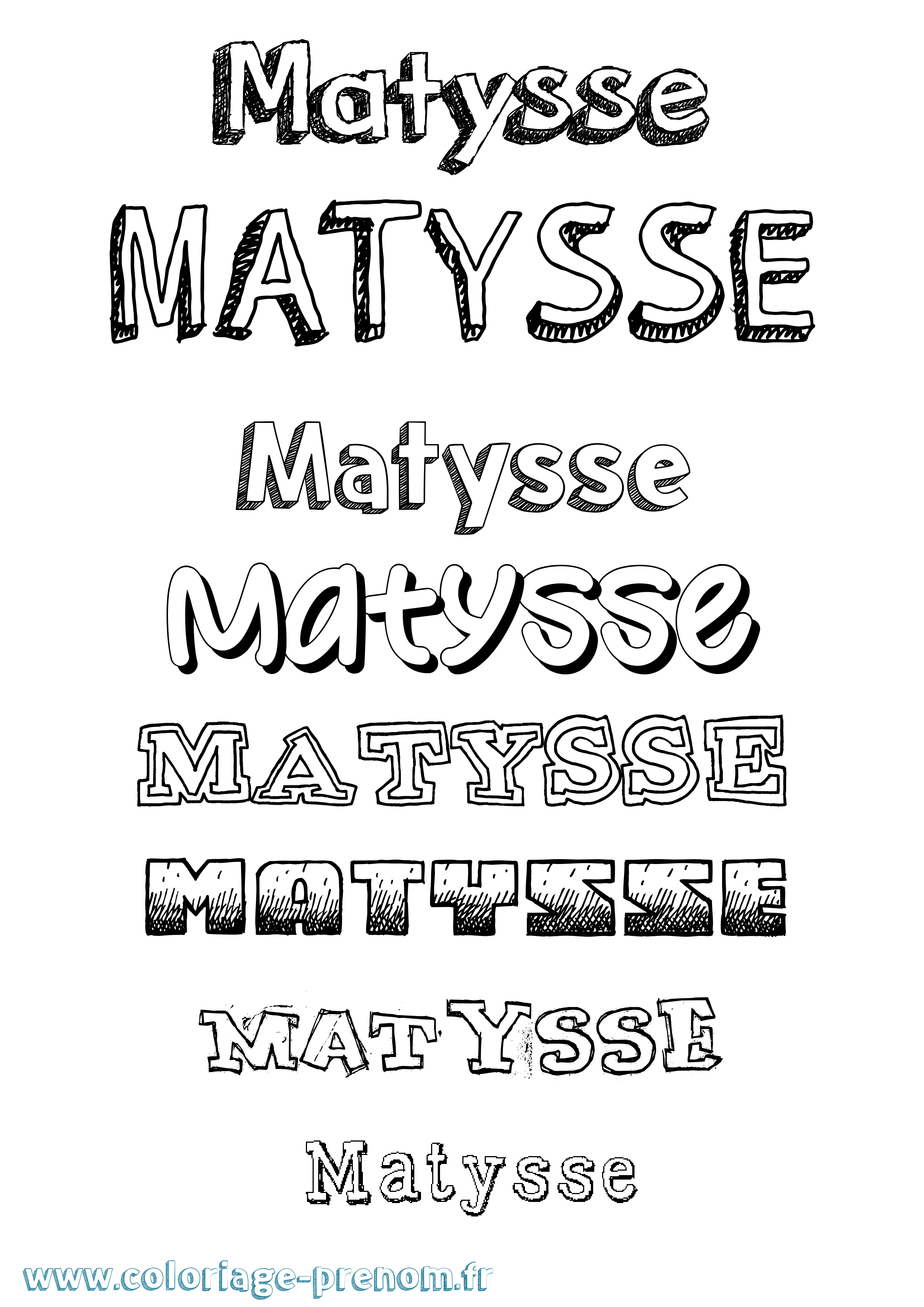 Coloriage Matysse Dessiné Coloriage prénom Matysse Dessiné