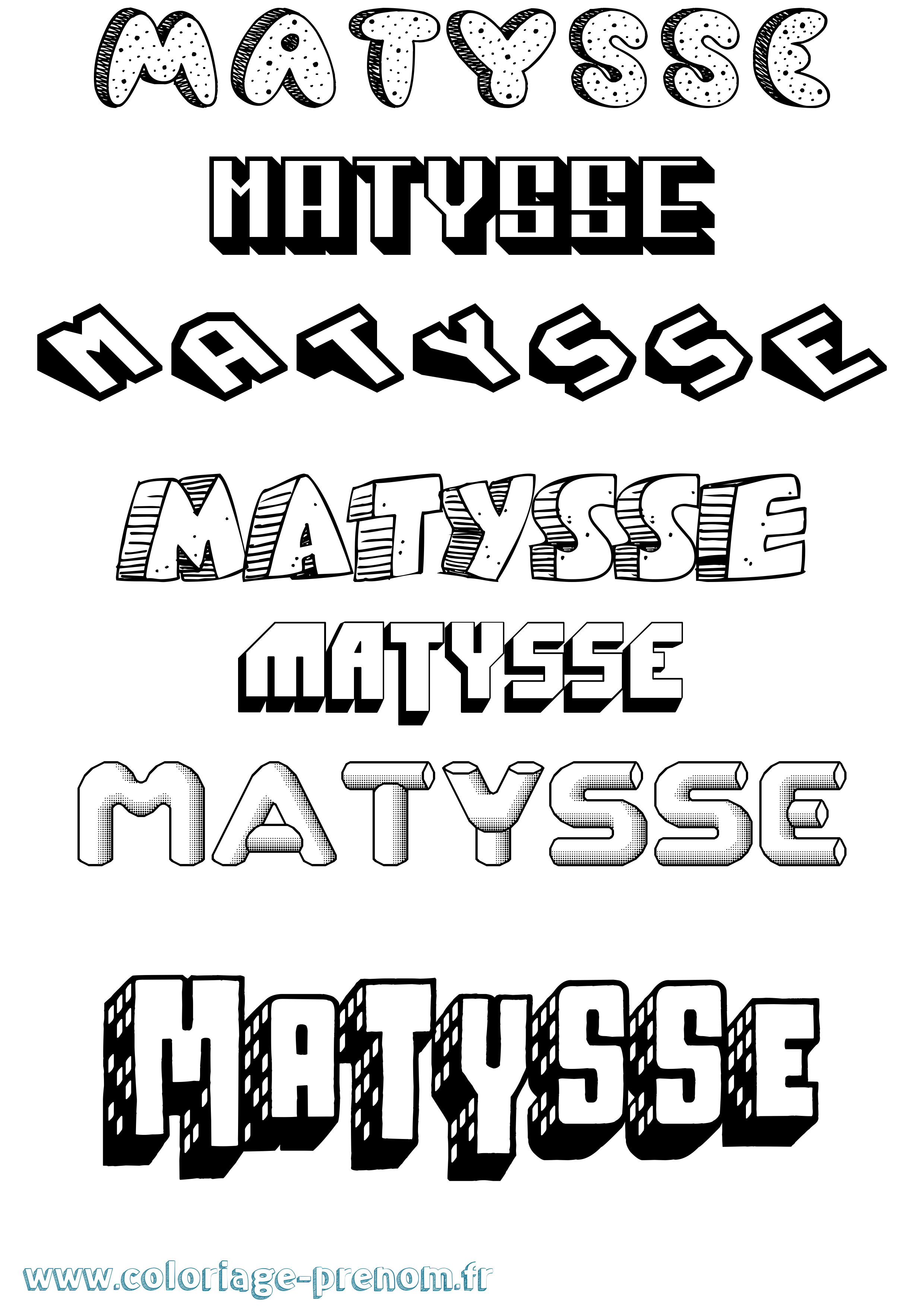Coloriage Matysse Effet 3D Coloriage prénom Matysse Effet 3D