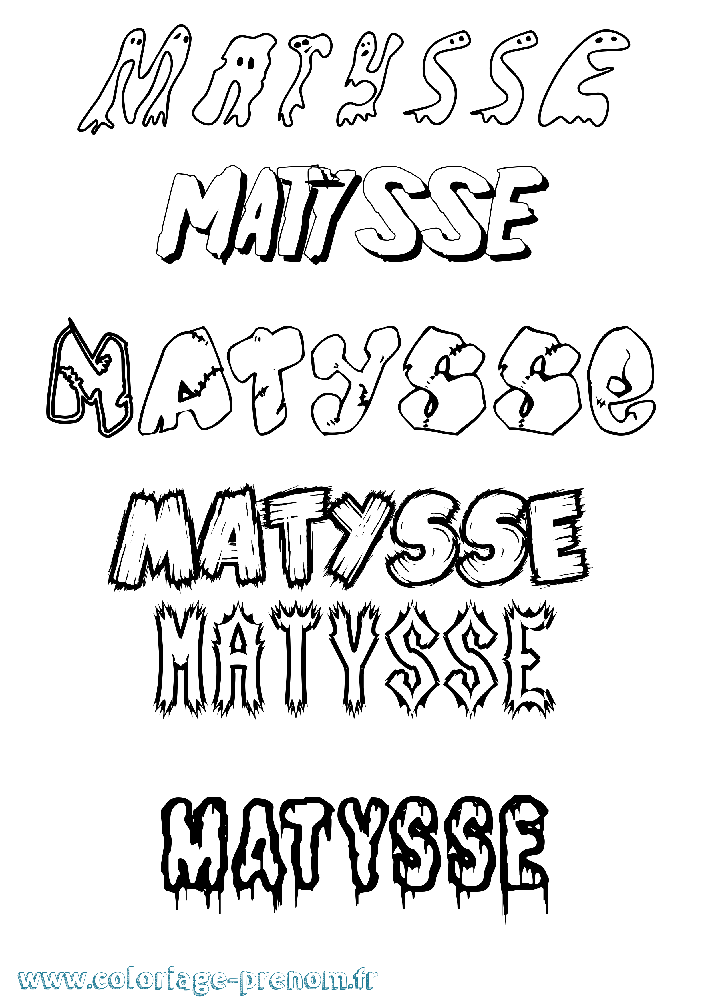Coloriage Matysse Frisson Coloriage prénom Matysse Frisson