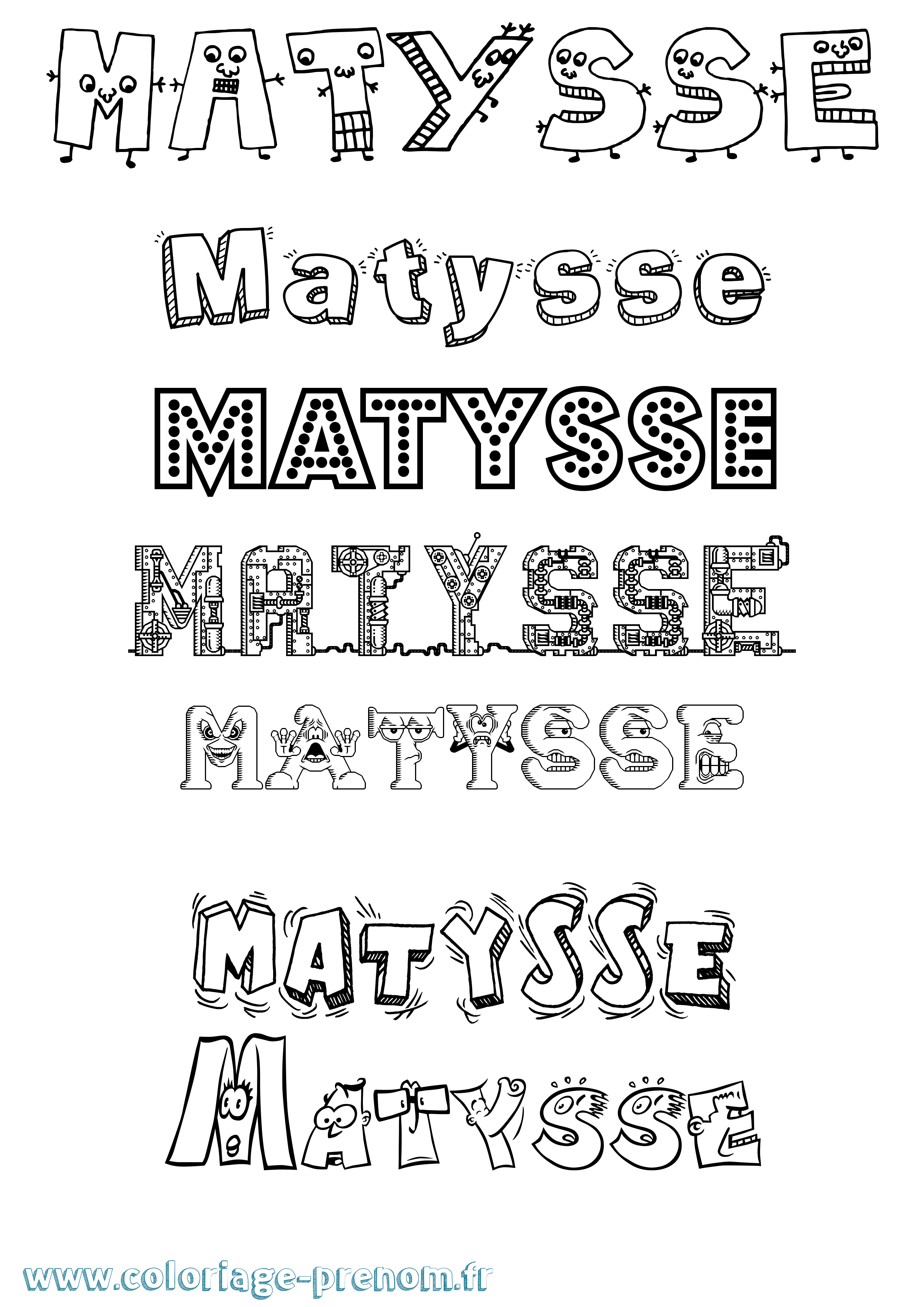Coloriage Matysse Fun Coloriage prénom Matysse Fun