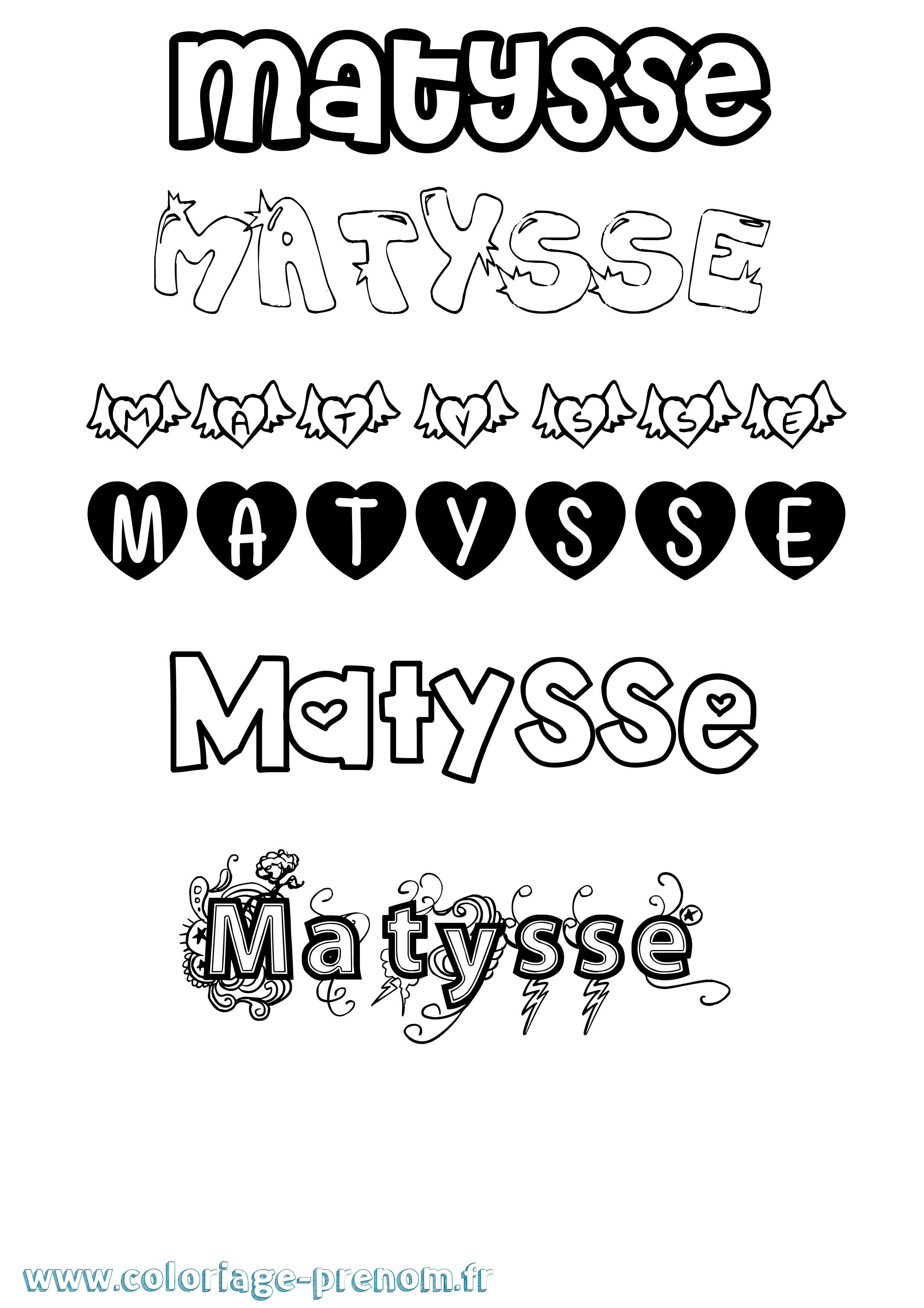 Coloriage Matysse Girly Coloriage prénom Matysse Girly