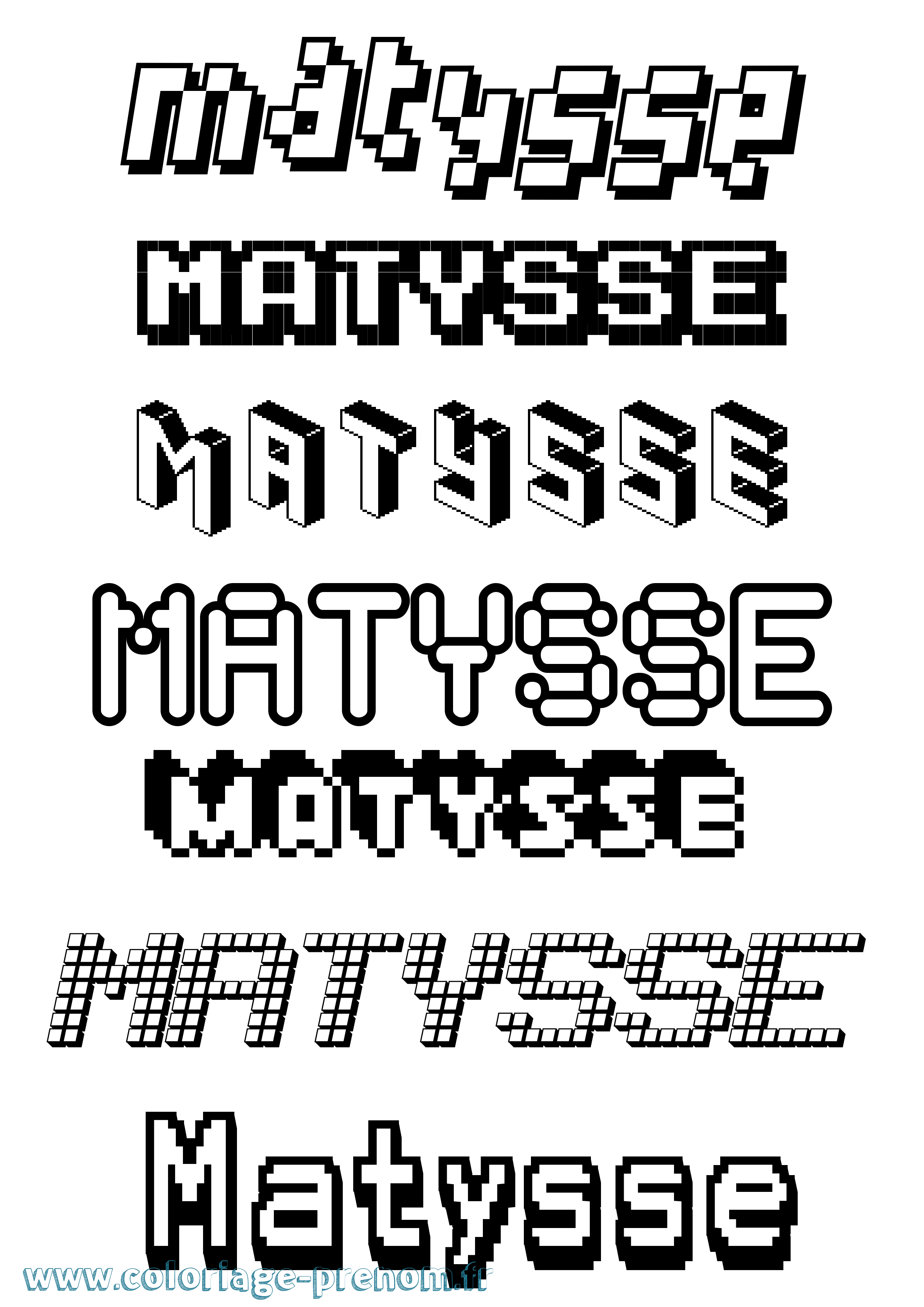 Coloriage Matysse Pixel Coloriage prénom Matysse Pixel