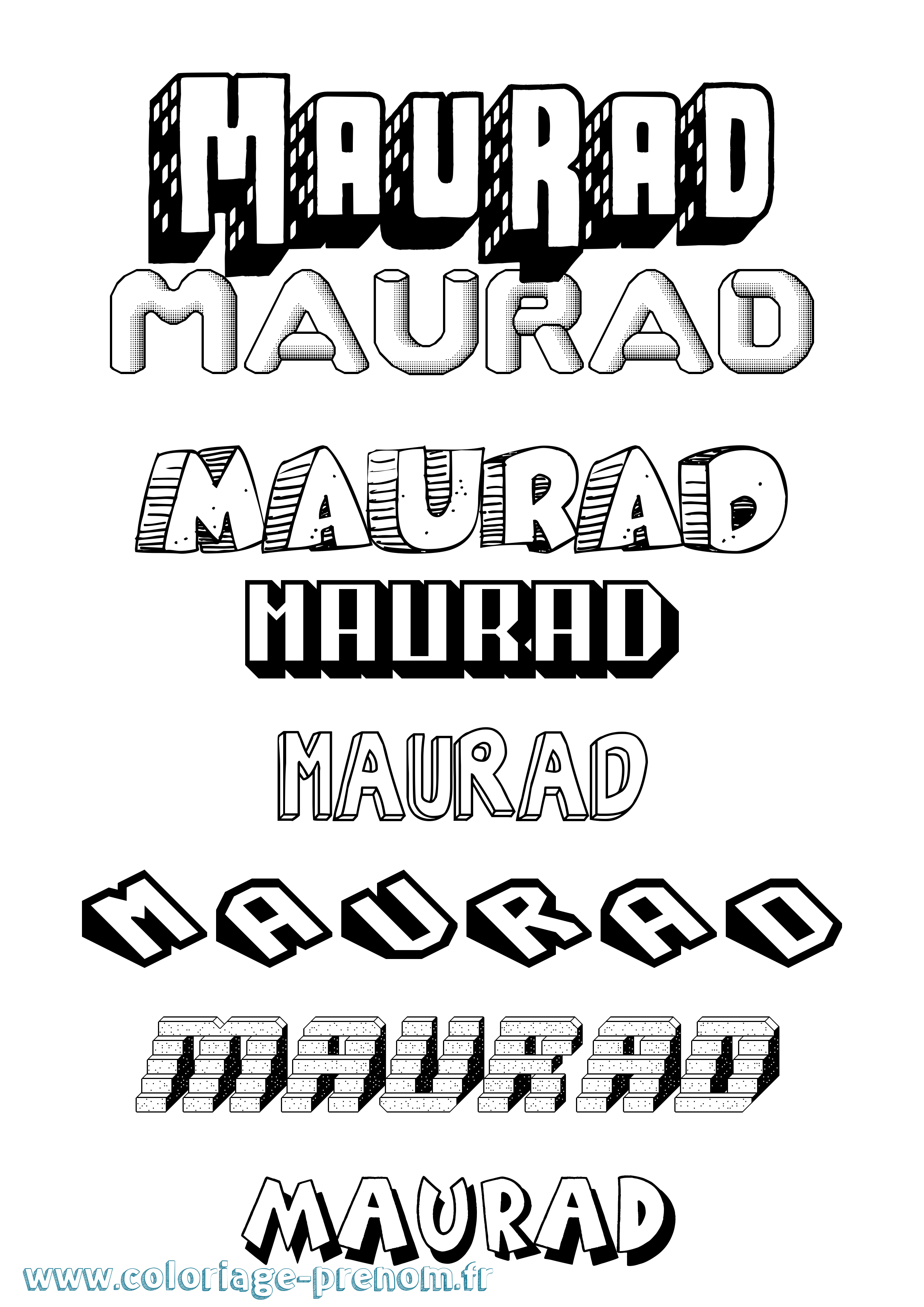 Coloriage Maurad Effet 3D Coloriage prénom Maurad Effet 3D