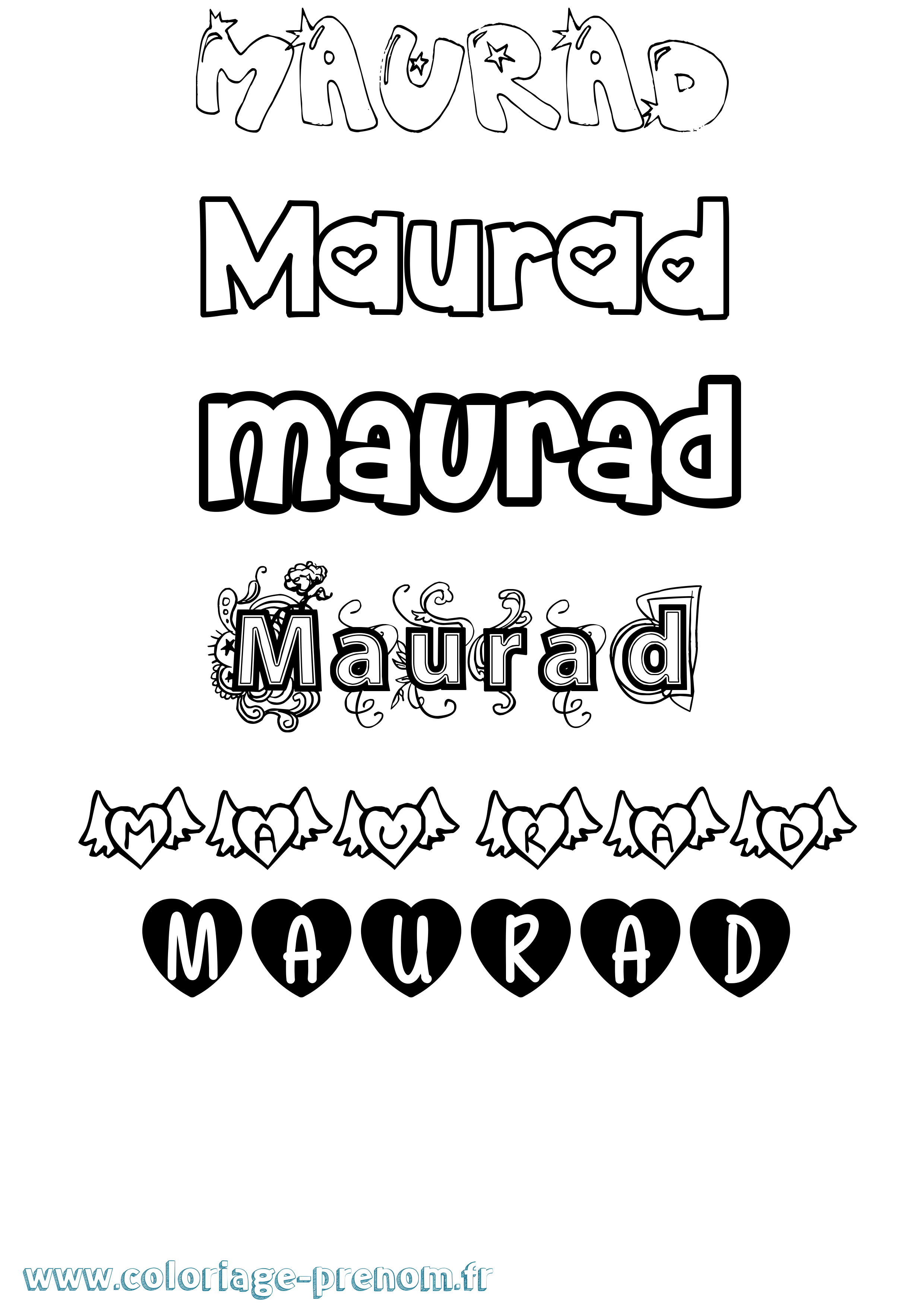 Coloriage Maurad Girly Coloriage prénom Maurad Girly