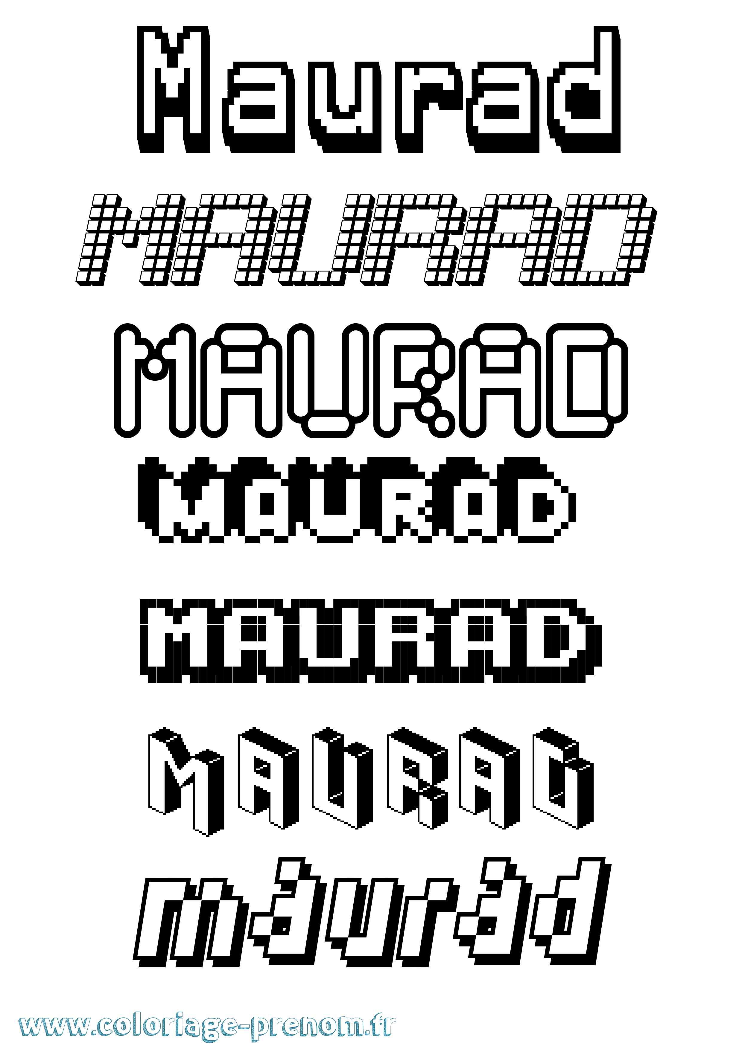 Coloriage Maurad Pixel Coloriage prénom Maurad Pixel