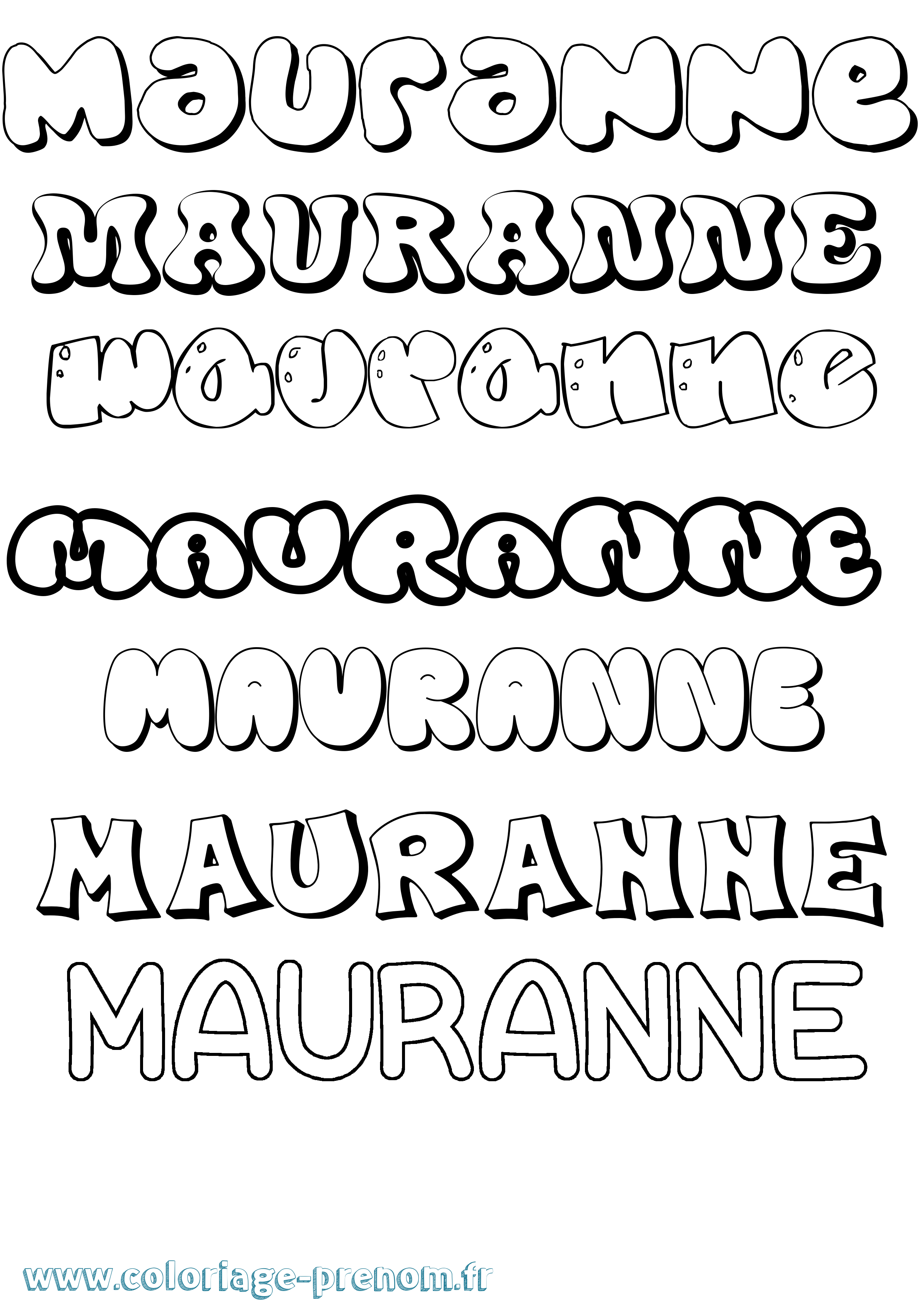 Coloriage Mauranne Bubble Coloriage prénom Mauranne Bubble