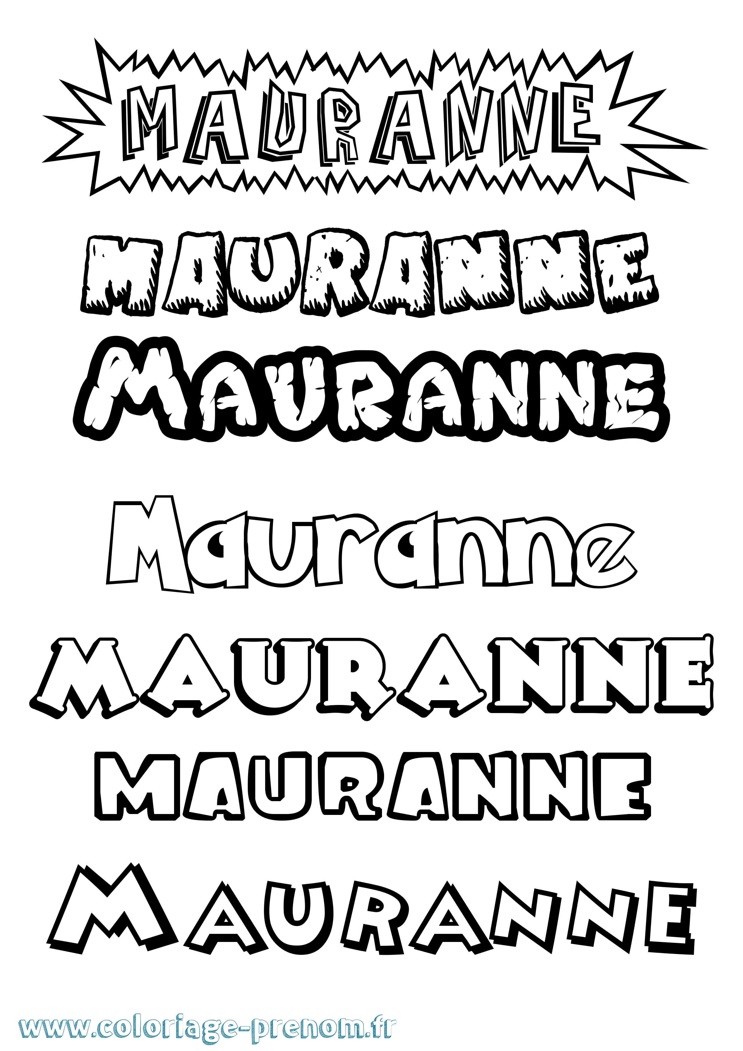 Coloriage Mauranne Dessin Animé Coloriage prénom Mauranne Dessin Animé
