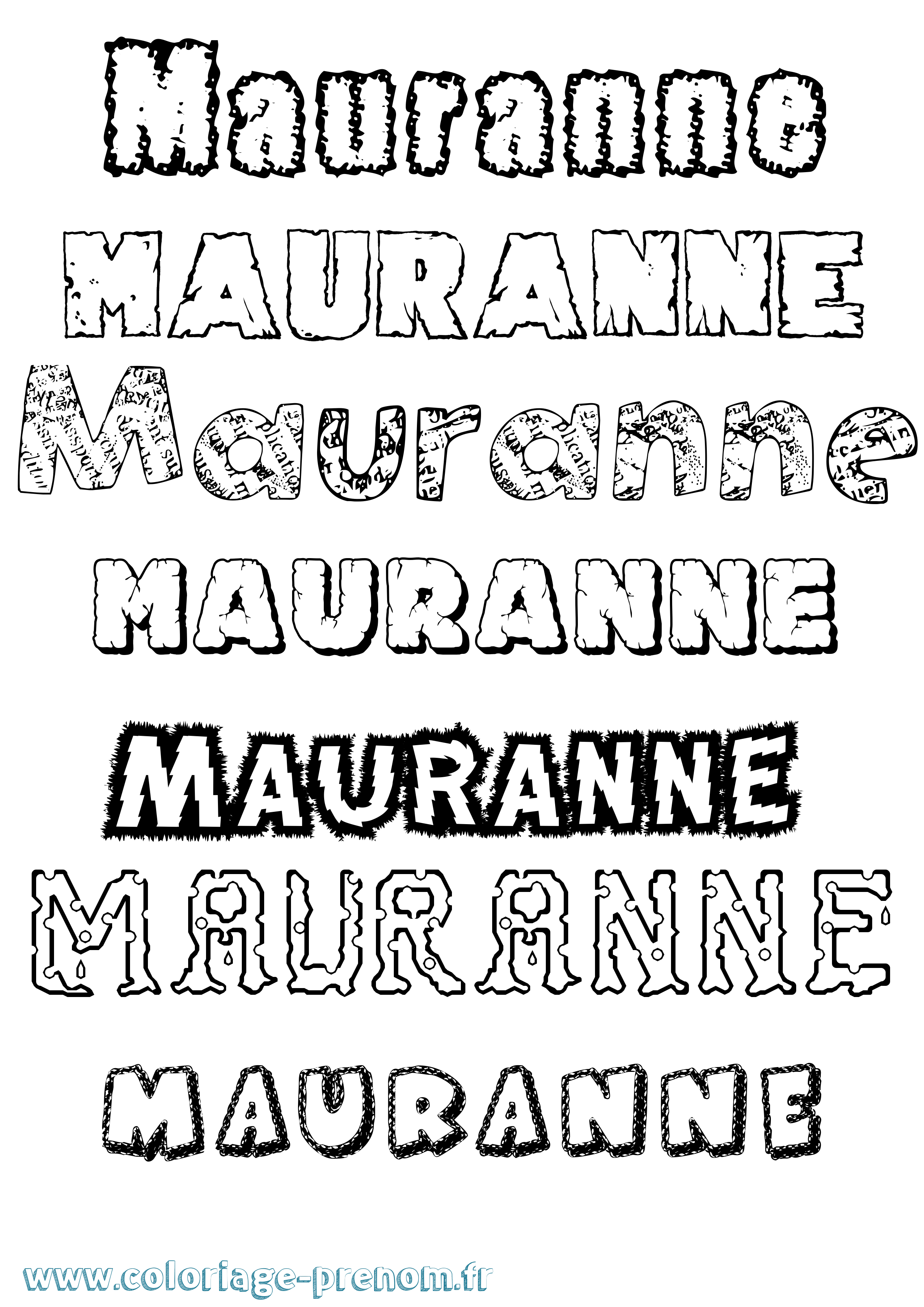 Coloriage Mauranne Destructuré Coloriage prénom Mauranne Destructuré